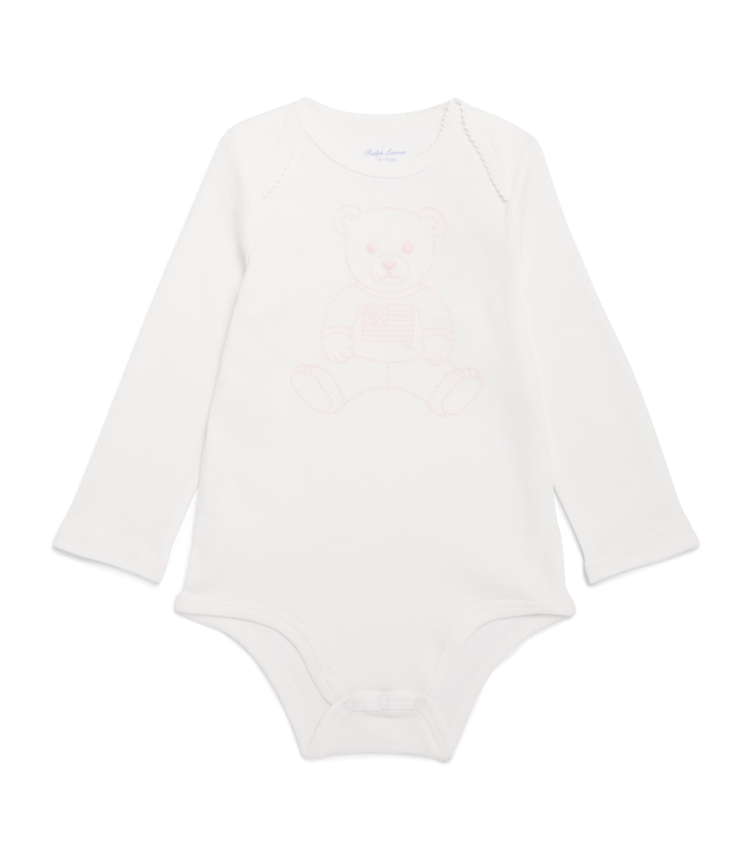 Ralph Lauren Kids Embroidered Bear Bodysuit (3-12 Months) White Image 1
