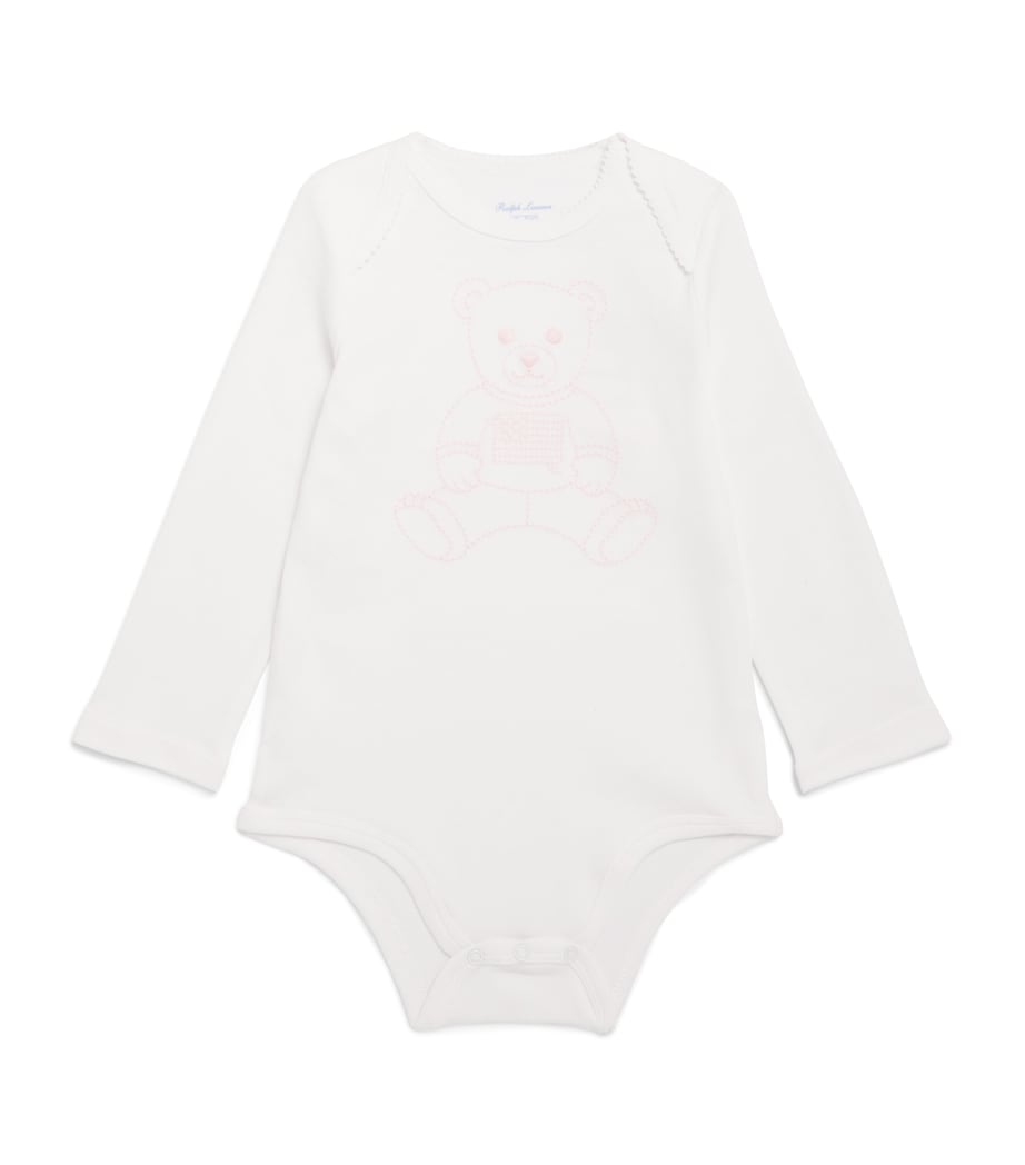 Ralph Lauren Kids Embroidered Bear Bodysuit (3-12 Months) White Image 1