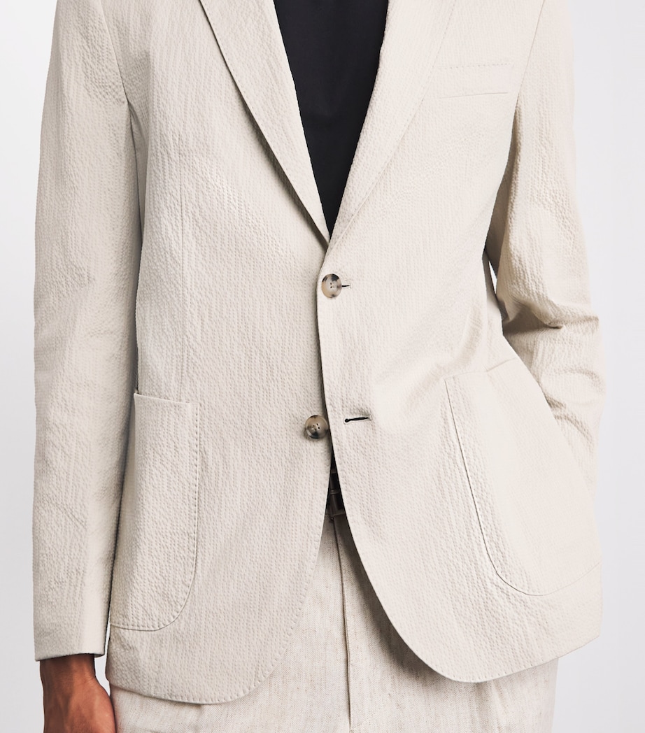BOSS Mens Seersucker Hanry Blazer Open Beige Image 3
