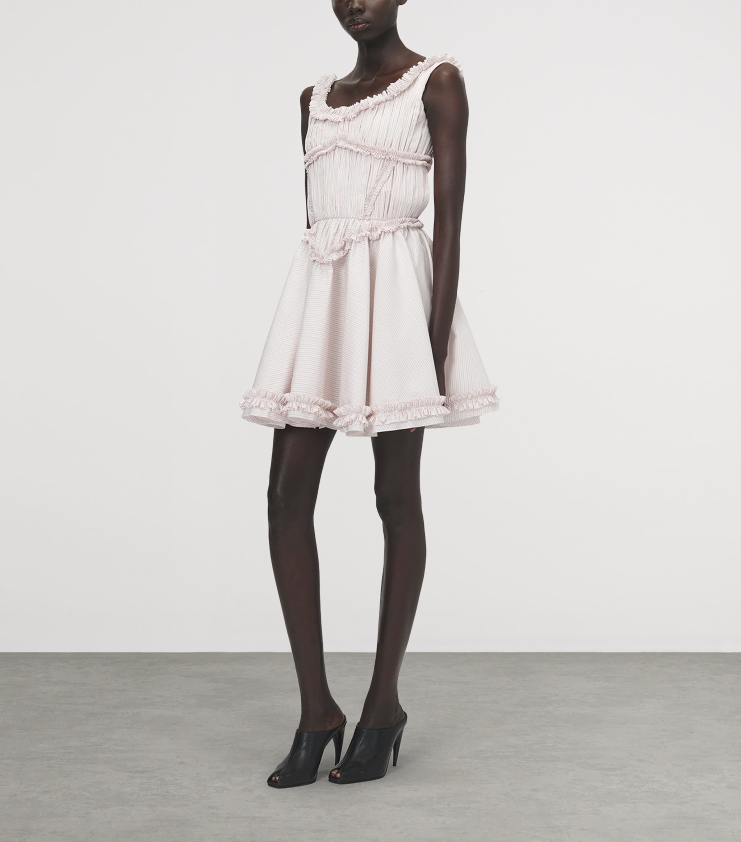 nude cotton dress Janis Cotton Frill Mini Dress / Nude | MESHKI