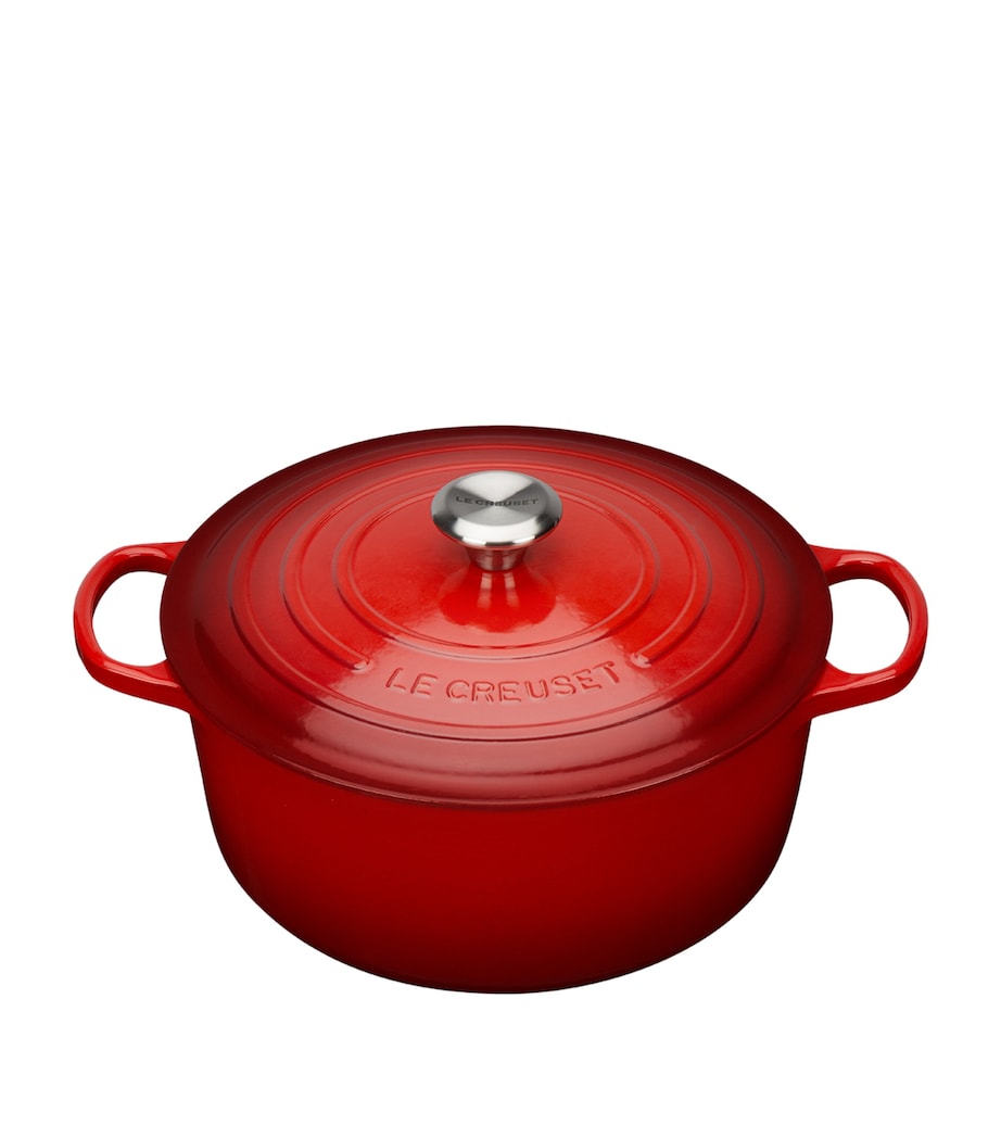 Cast Iron Round Casserole Dish (24cm) CERISE Image 1