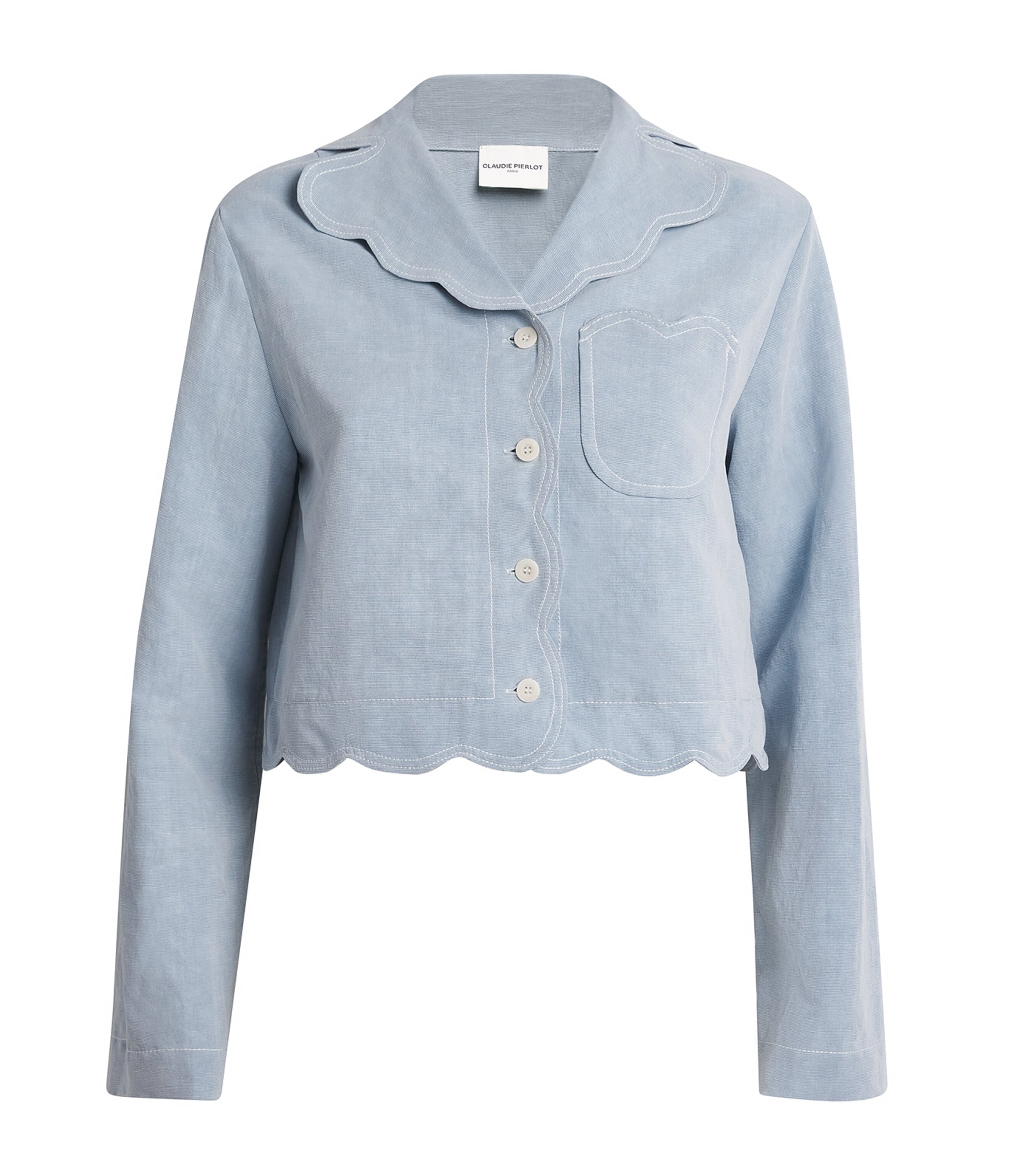 Shop Claudie Pierlot Denim Scalloped Jacket