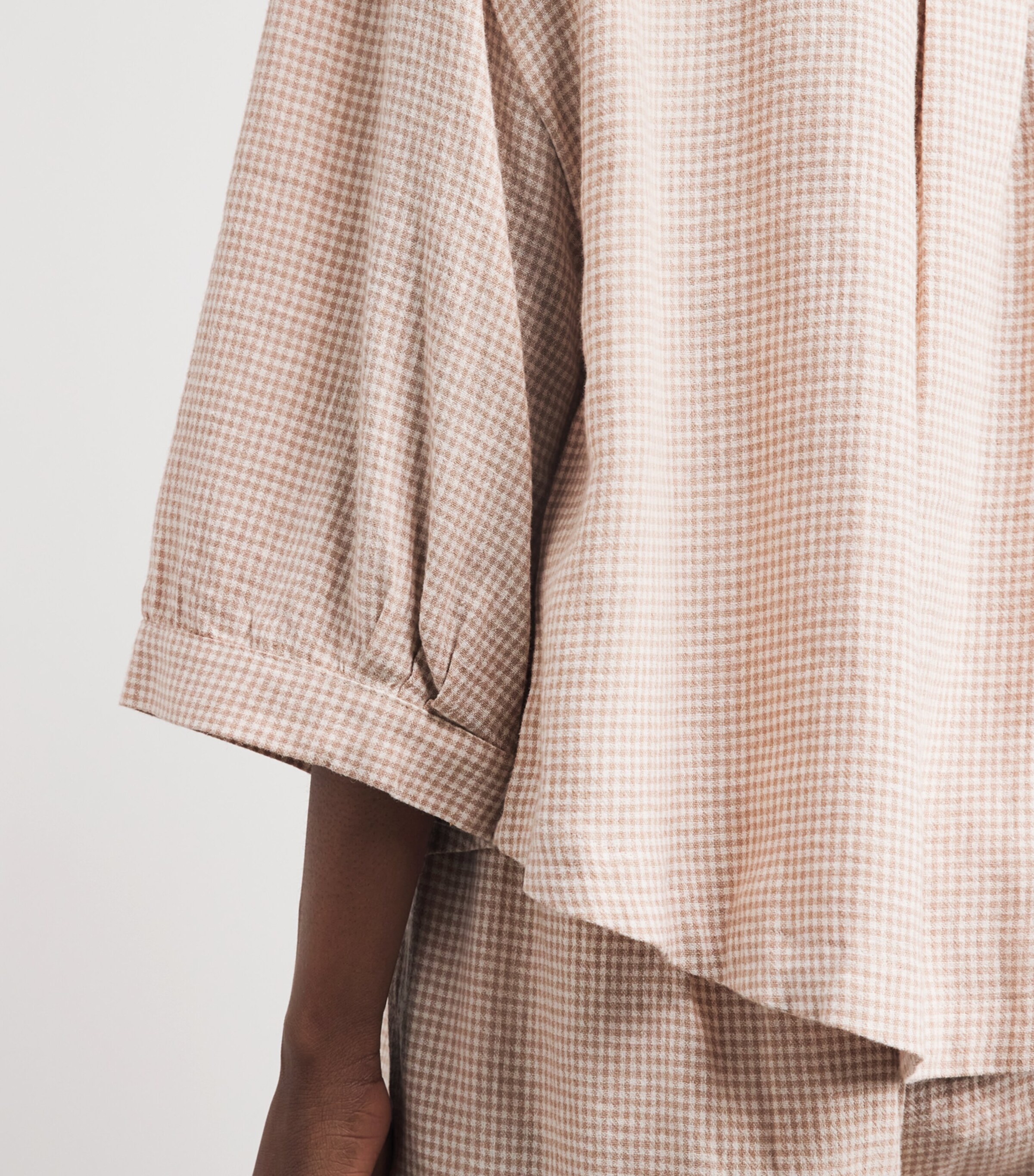 Eberjey Womens Linen-Blend Gingham Pyjama Top Gwwt Gingham Wh Image 3