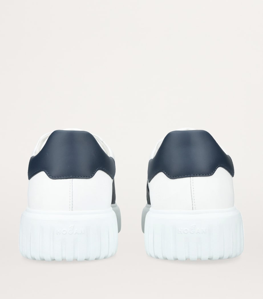 Leather H-Stripes Sneakers WHITE/NAVY Image 2