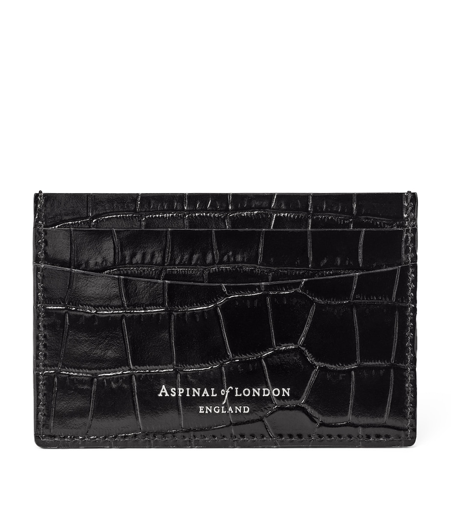 Croc-Embossed Slim Card Holder BLACK Image 3