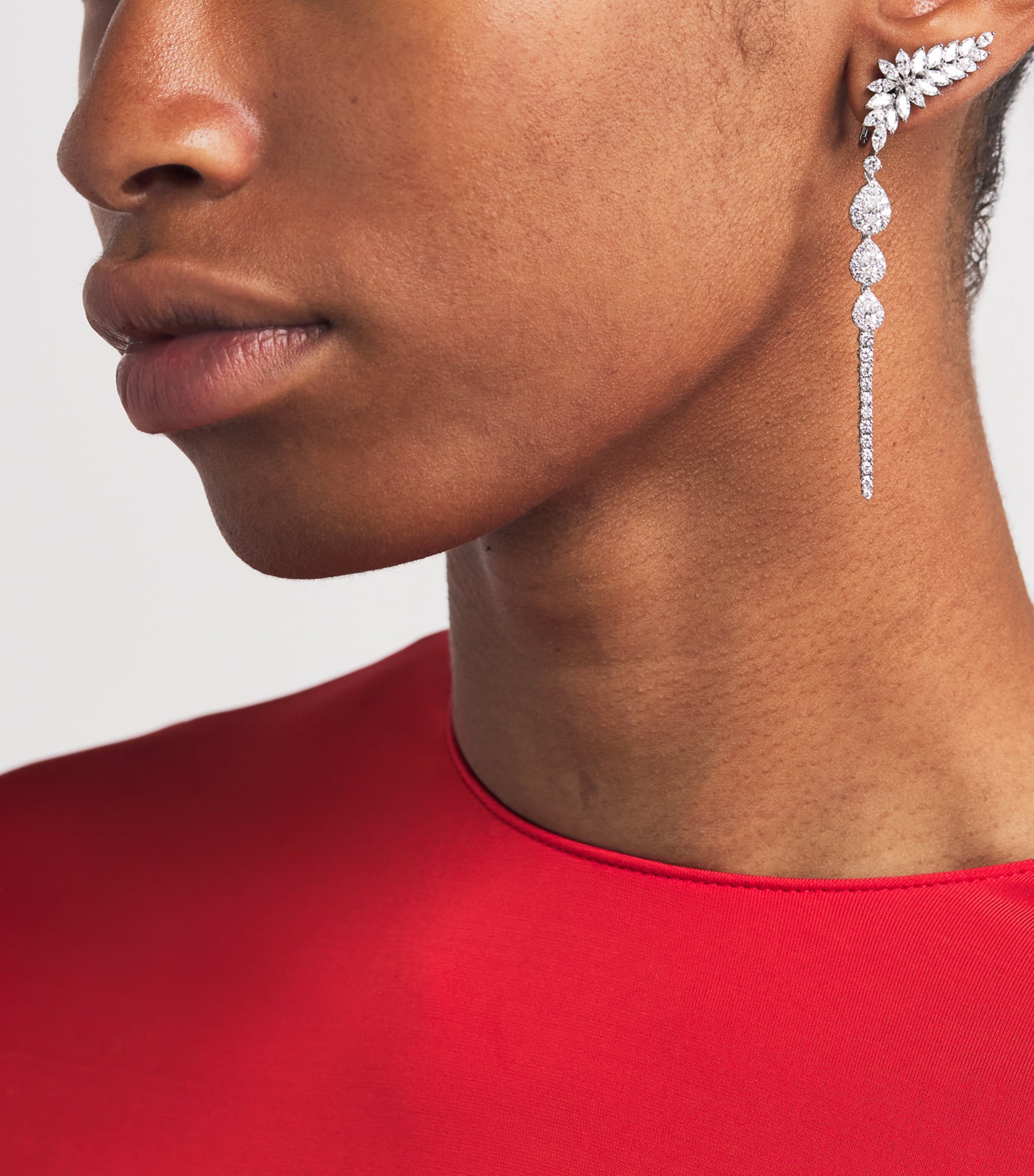 White Gold and Diamond Pearlescent Drop Earrings WHITE GOLD Image 2