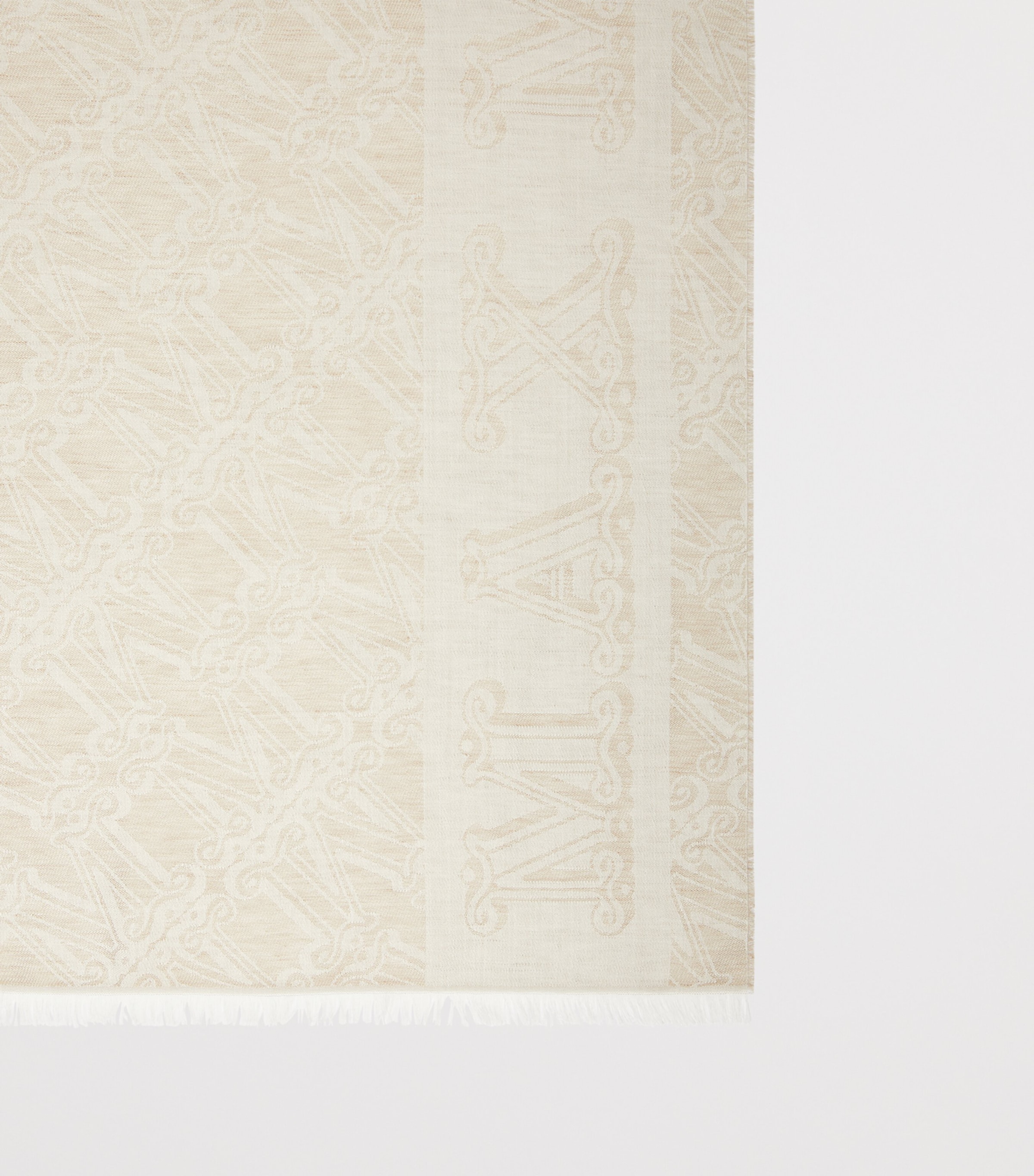 Max Mara Wool-Silk-Linen Monogram Stole Scarf Turtledove Image 2