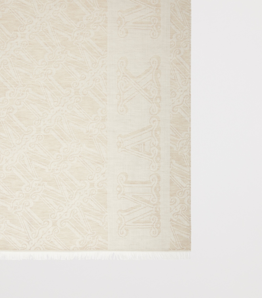Max Mara Wool-Silk-Linen Monogram Stole Scarf Turtledove Image 2