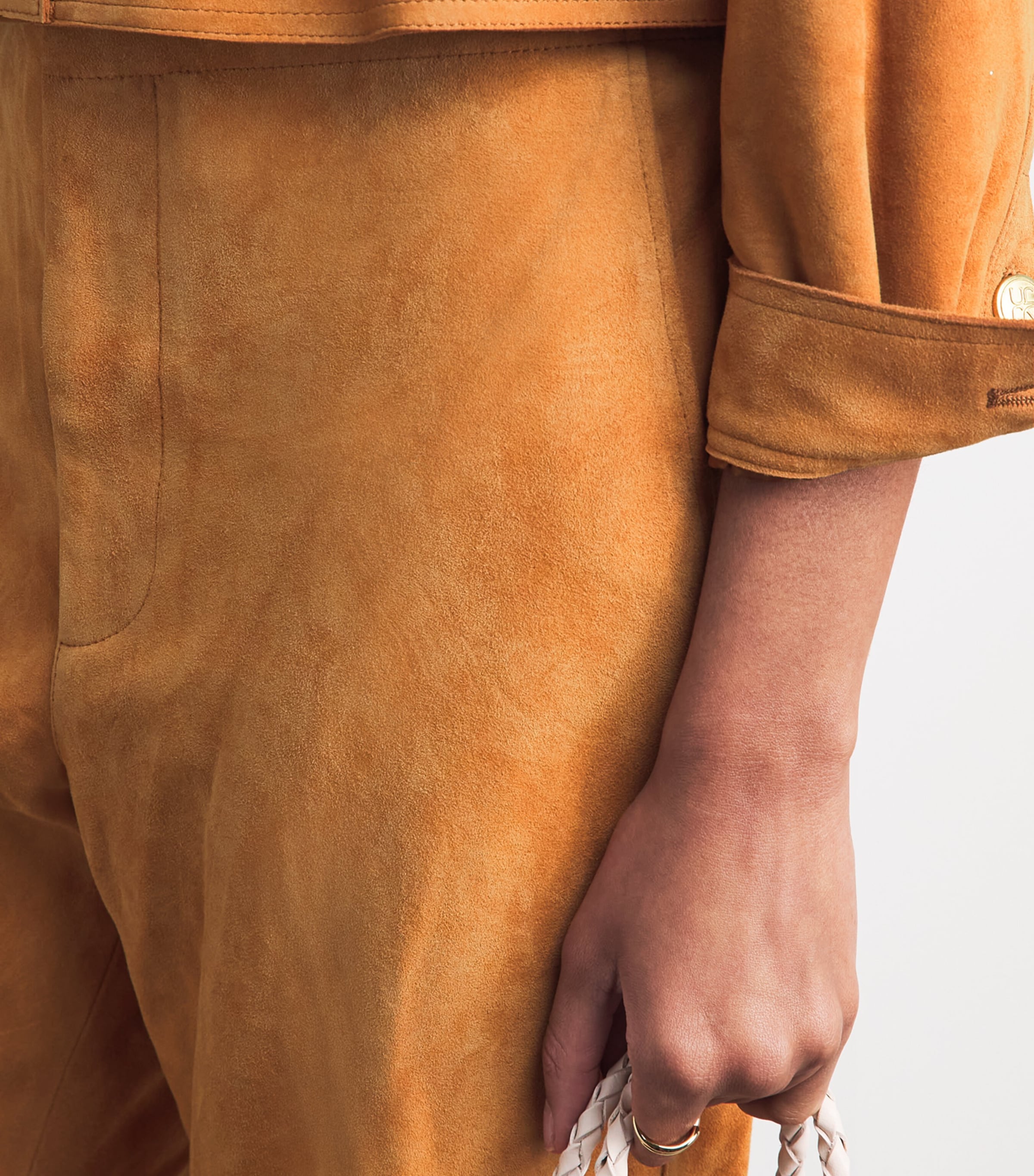 Ulla Johnson Womens Suede Freja Straight Trousers Cognac Image 3