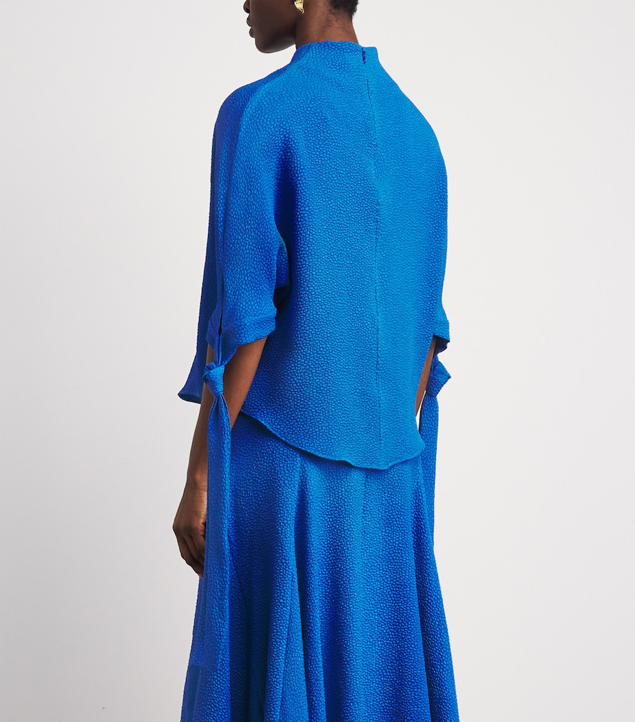 Edeline Lee Womens Jacquard Pedernal Top Royal Blue Image 5