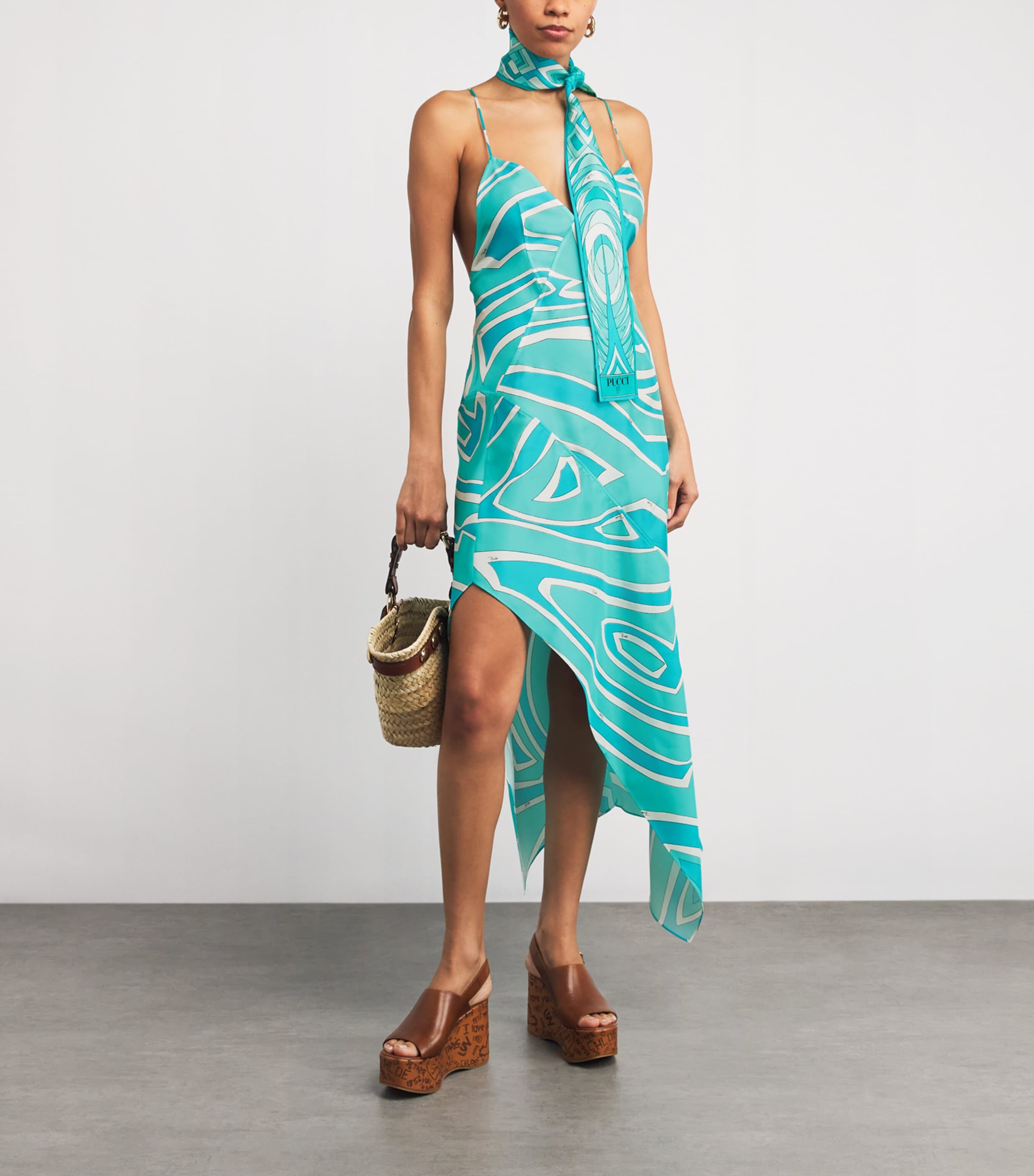 Silk Labirinto Print Midi Dress 053/TURQUOISE Image 2