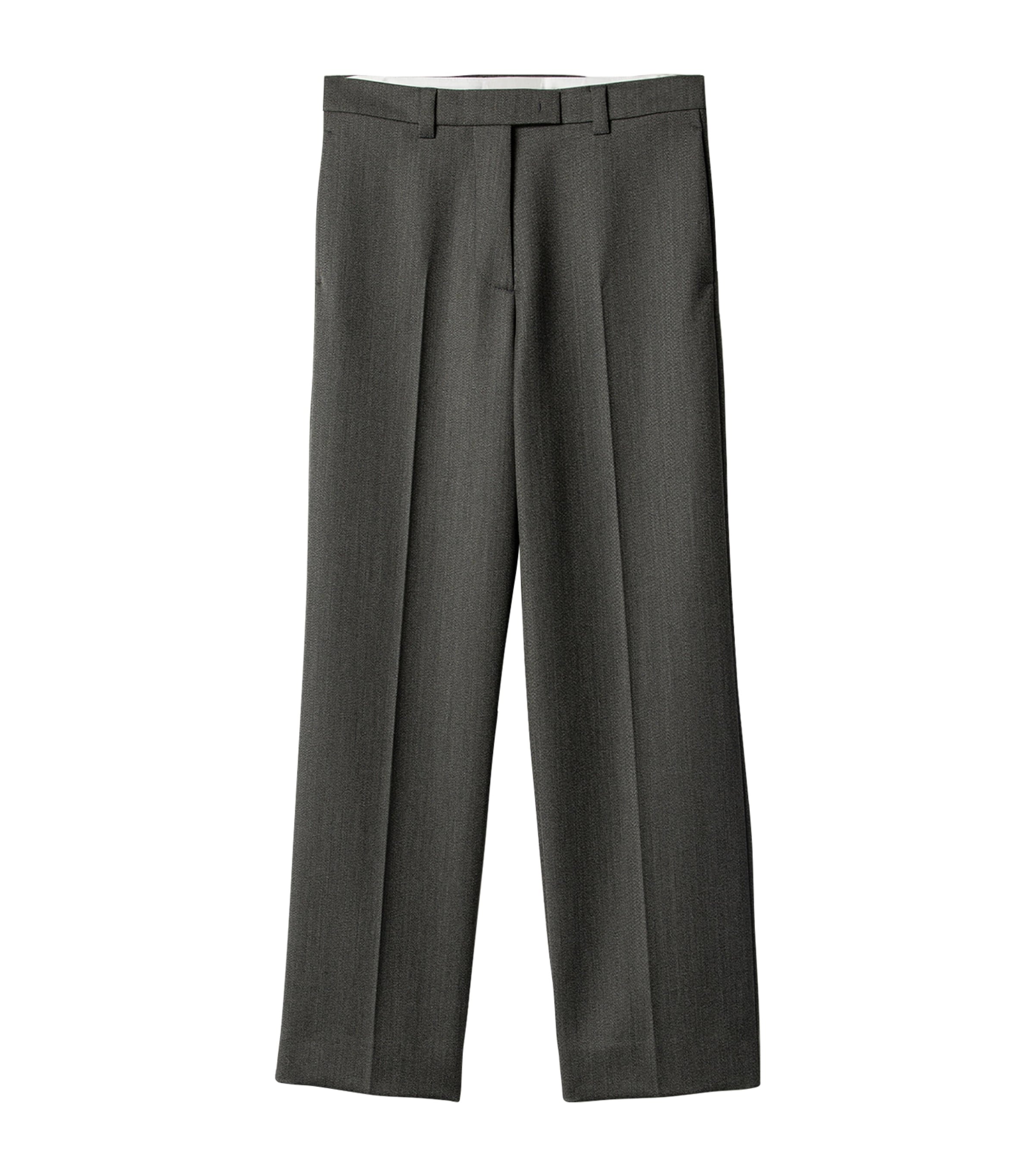 Miu Miu Womens Wool Straight Trousers Grey Image 1