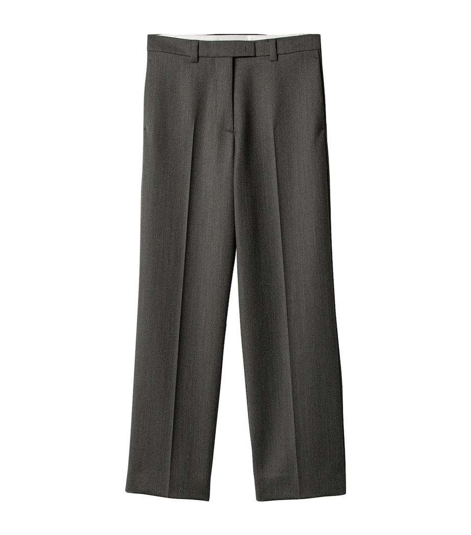 Miu Miu Womens Wool Straight Trousers Grey Image 1