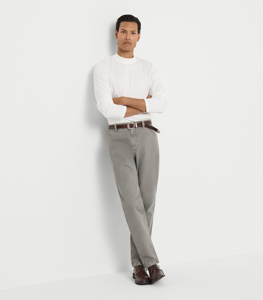 Brunello Cucinelli Mens Peached Cotton Gabardine Trousers Image 2