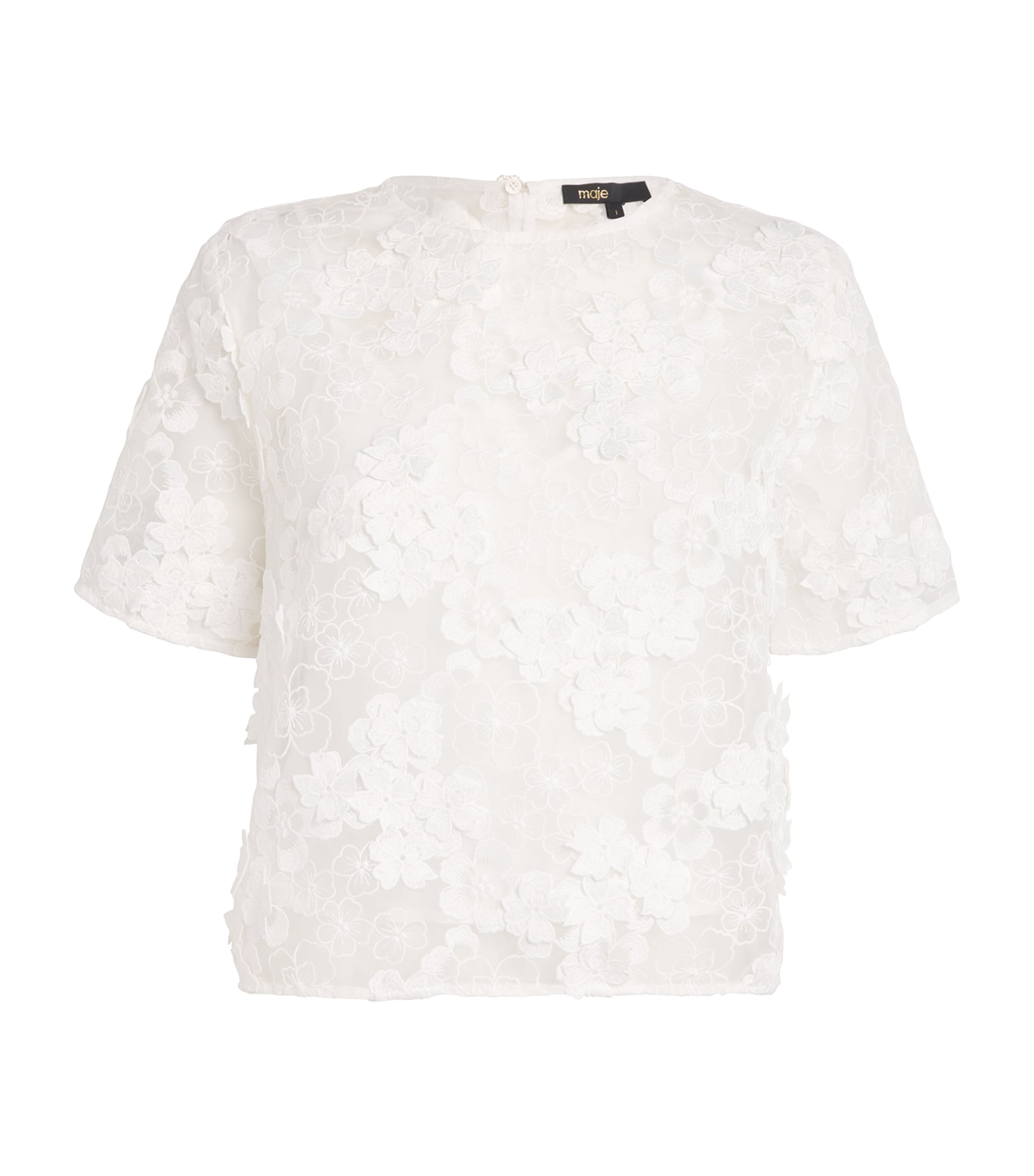 Maje Floral-lace T-shirt In White