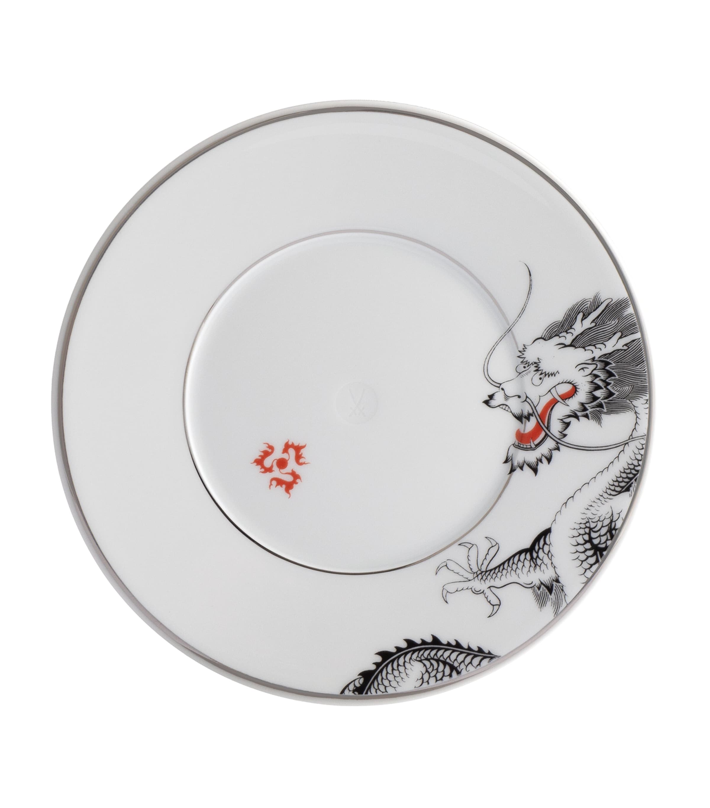 Meissen Porcelain-platinum Lucky Dragon Side Plate In Metallic