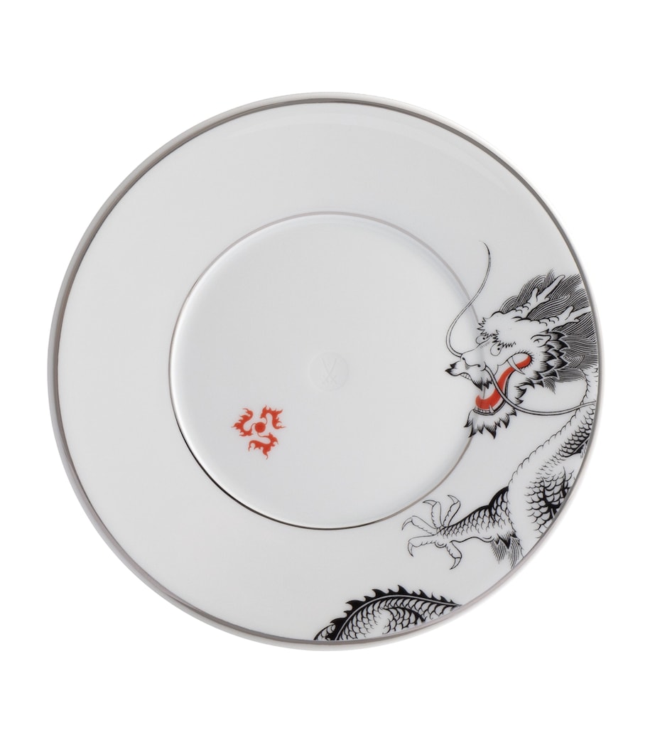 Porcelain-Platinum Lucky Dragon Side Plate (18cm) PLATINUM Image 1
