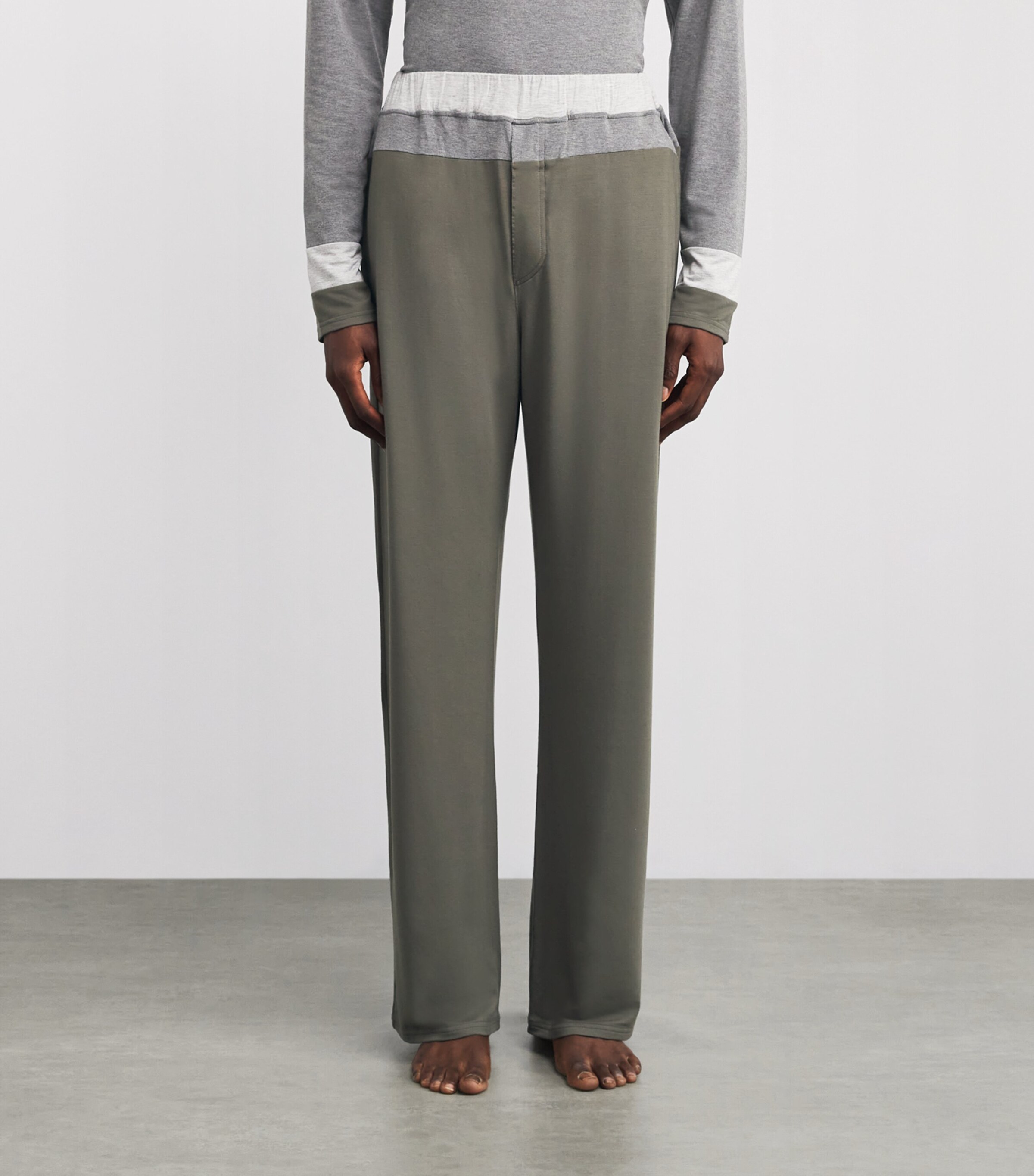 Two-Tone Lounge Trousers CHA GREEN/GREY/LGREY Image 3