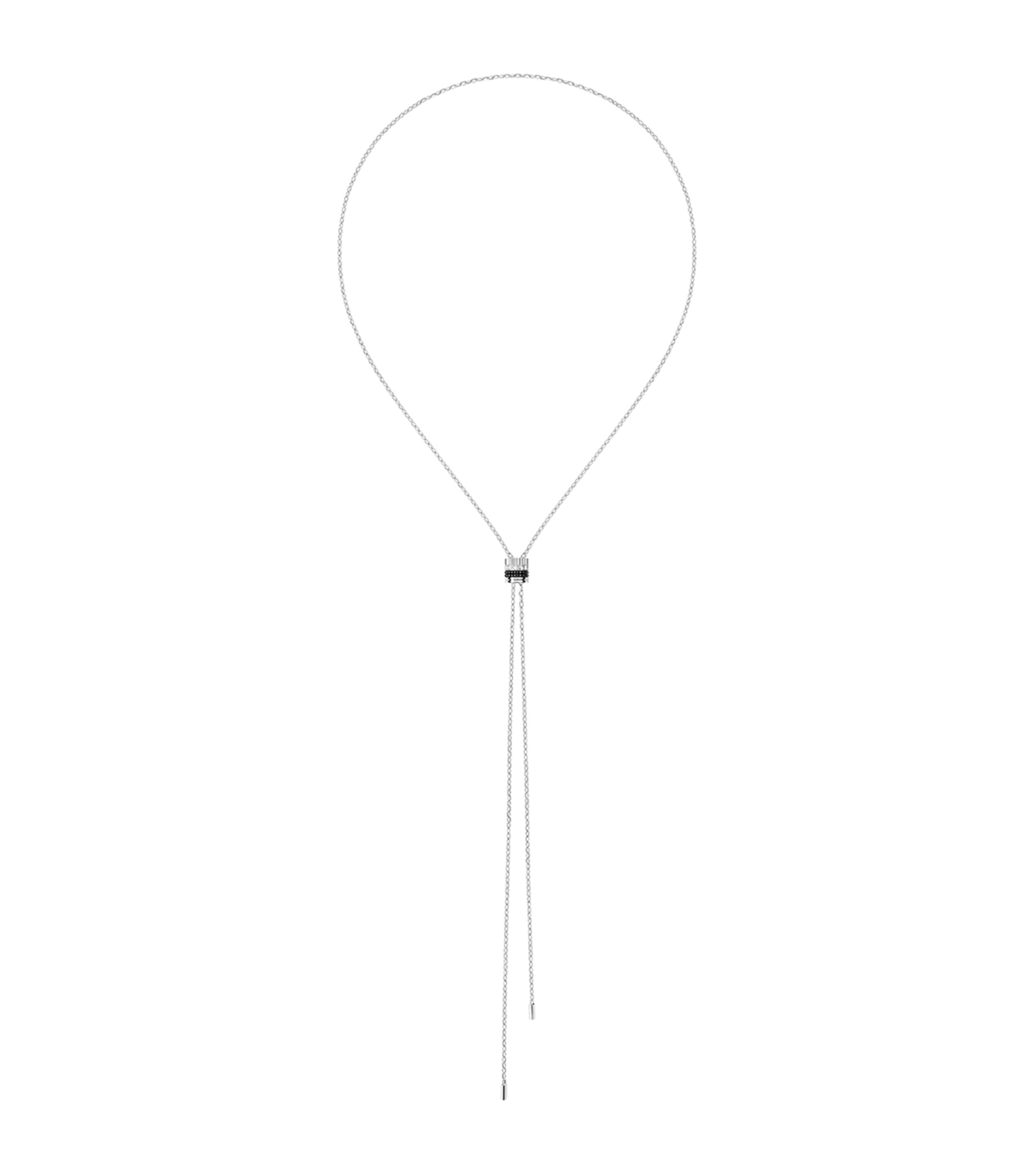 Boucheron Small White Gold And Diamond Quatre Black Edition Tie Necklace In Black