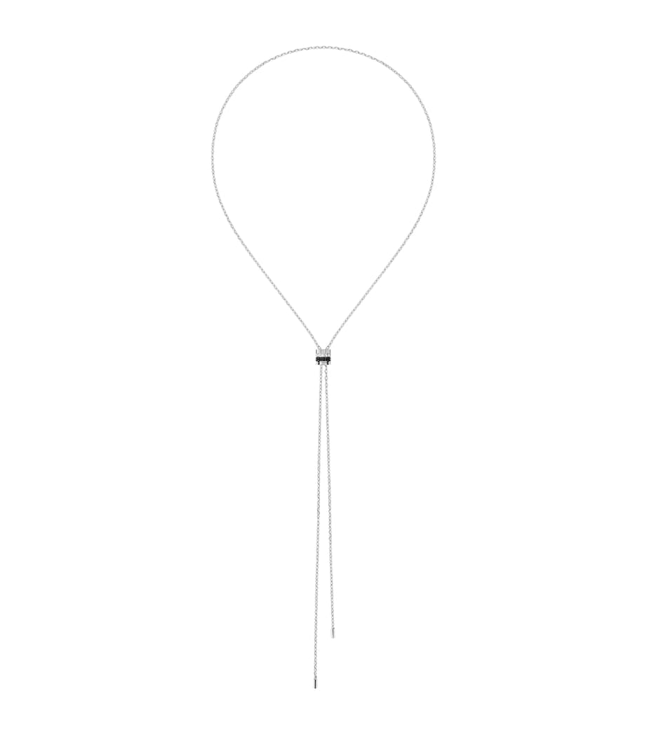 Small White Gold and Diamond Quatre Black Edition Tie Necklace WHITE GOLD Image 1