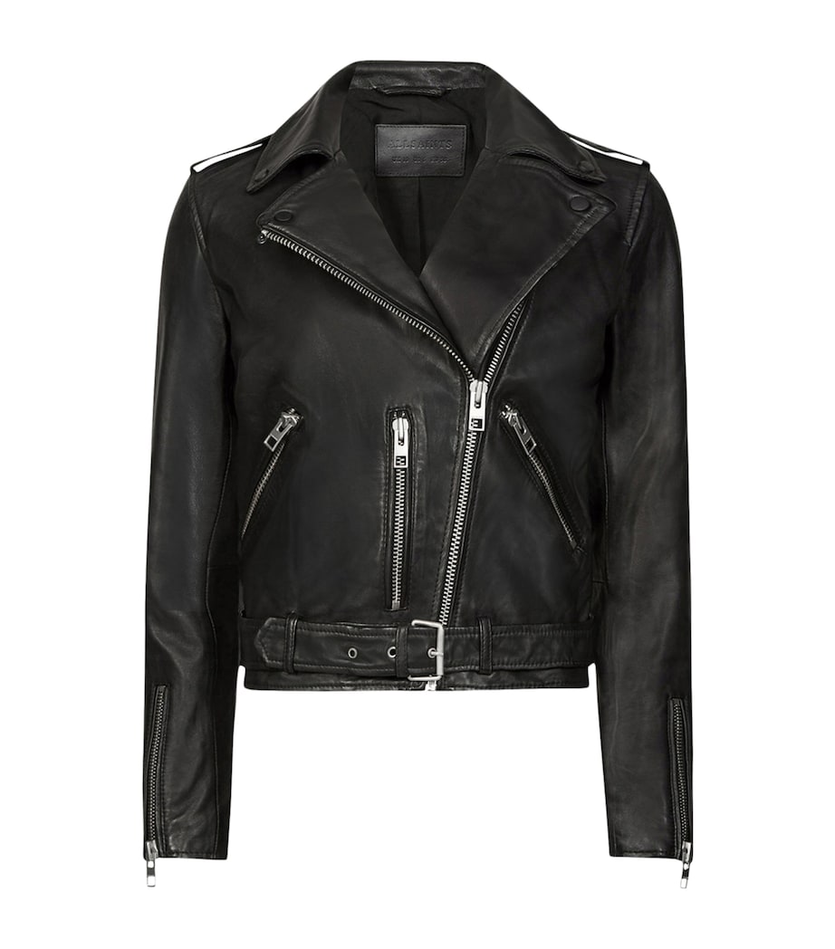 Leather Balfern Biker Jacket BLACK Image 1