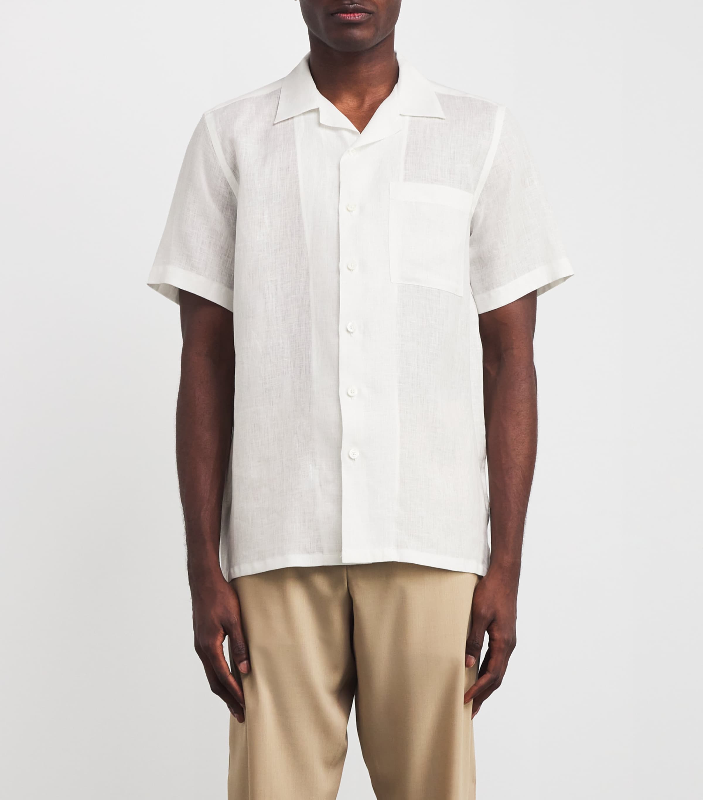 Canali Mens Linen Notched-Collar Shirt Image 3