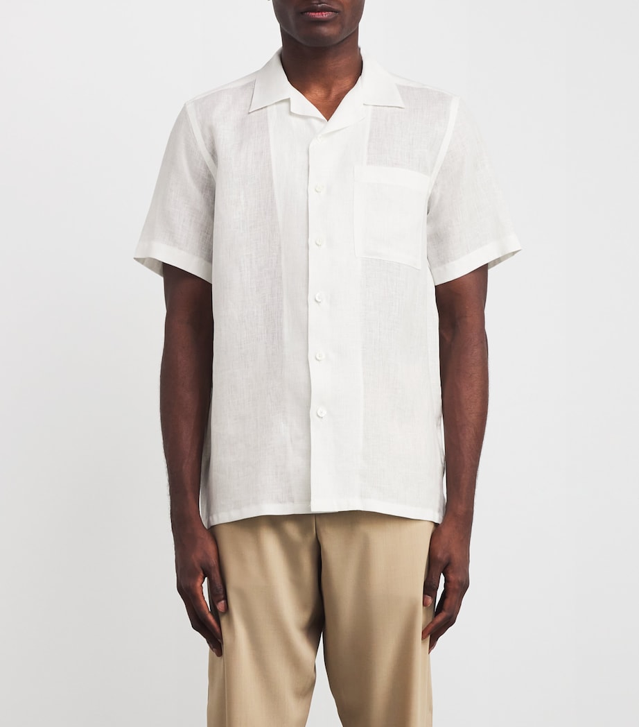 Canali Mens Linen Notched-Collar Shirt Image 3