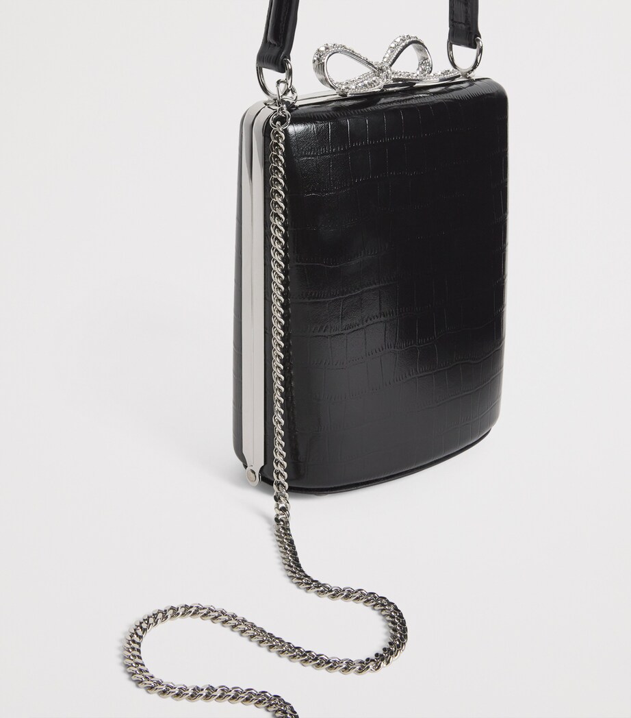 Croc-Embossed Leather Mini Bag BLACK Image 6