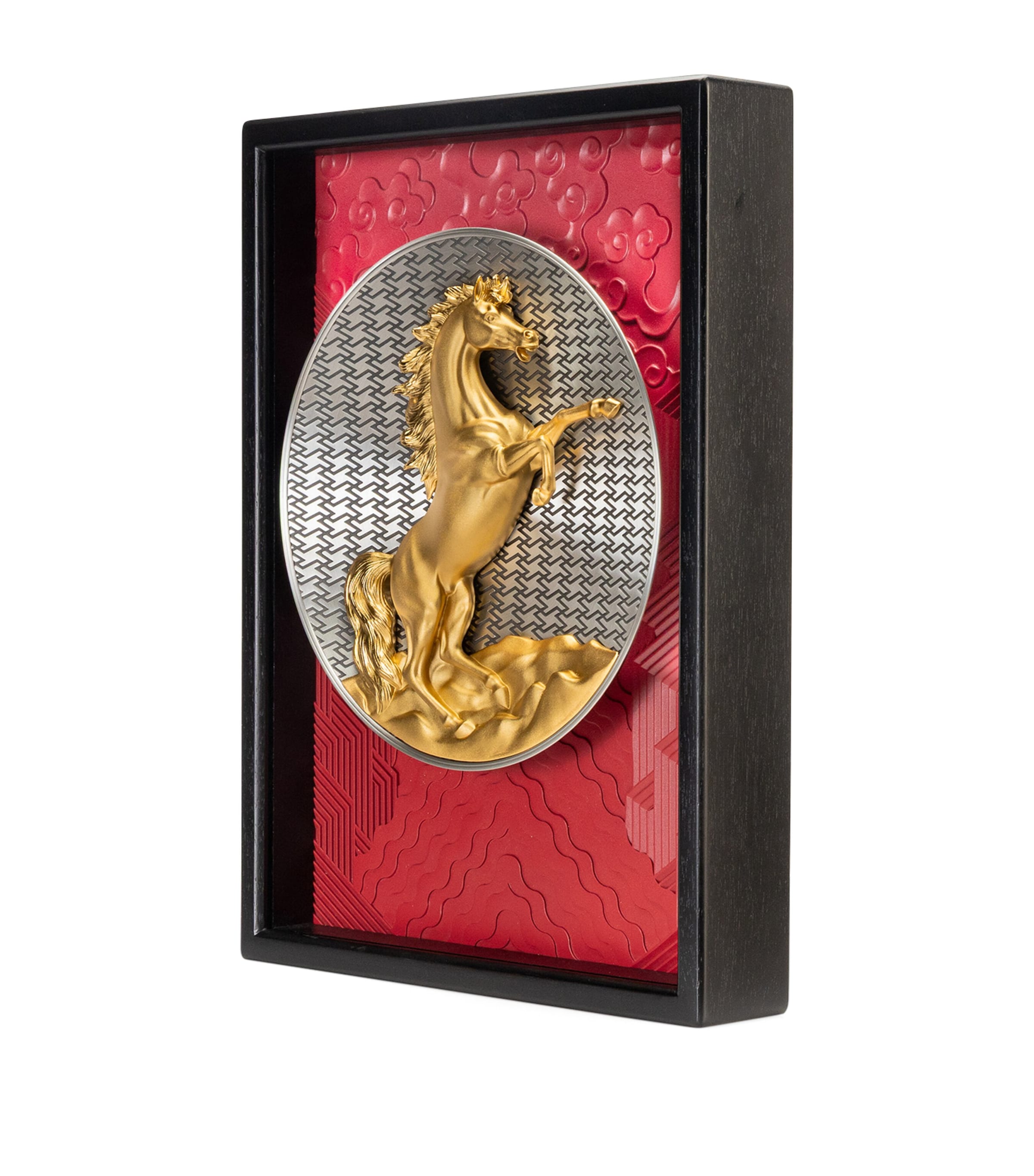 24kt Gilt Pewter Horse Plaque GOLD/RED Image 4