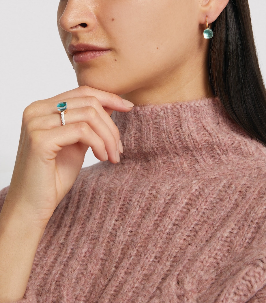 Rose Gold and Blue Topaz Nudo Drop Earrings 000OY Image 4