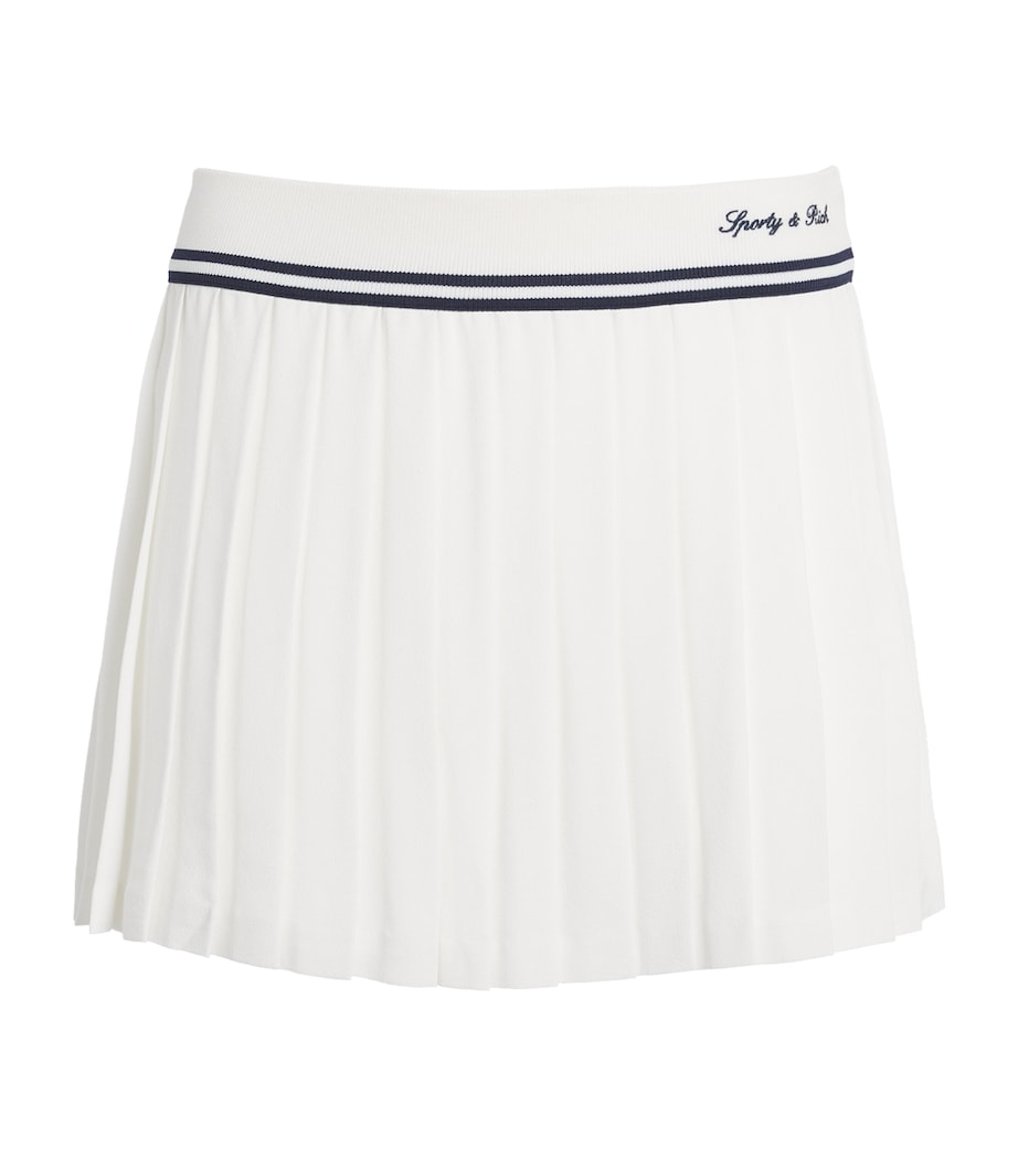 Sporty & Rich Womens Pleated Abigail Mini Skirt Ecru Dark Navy Image 1