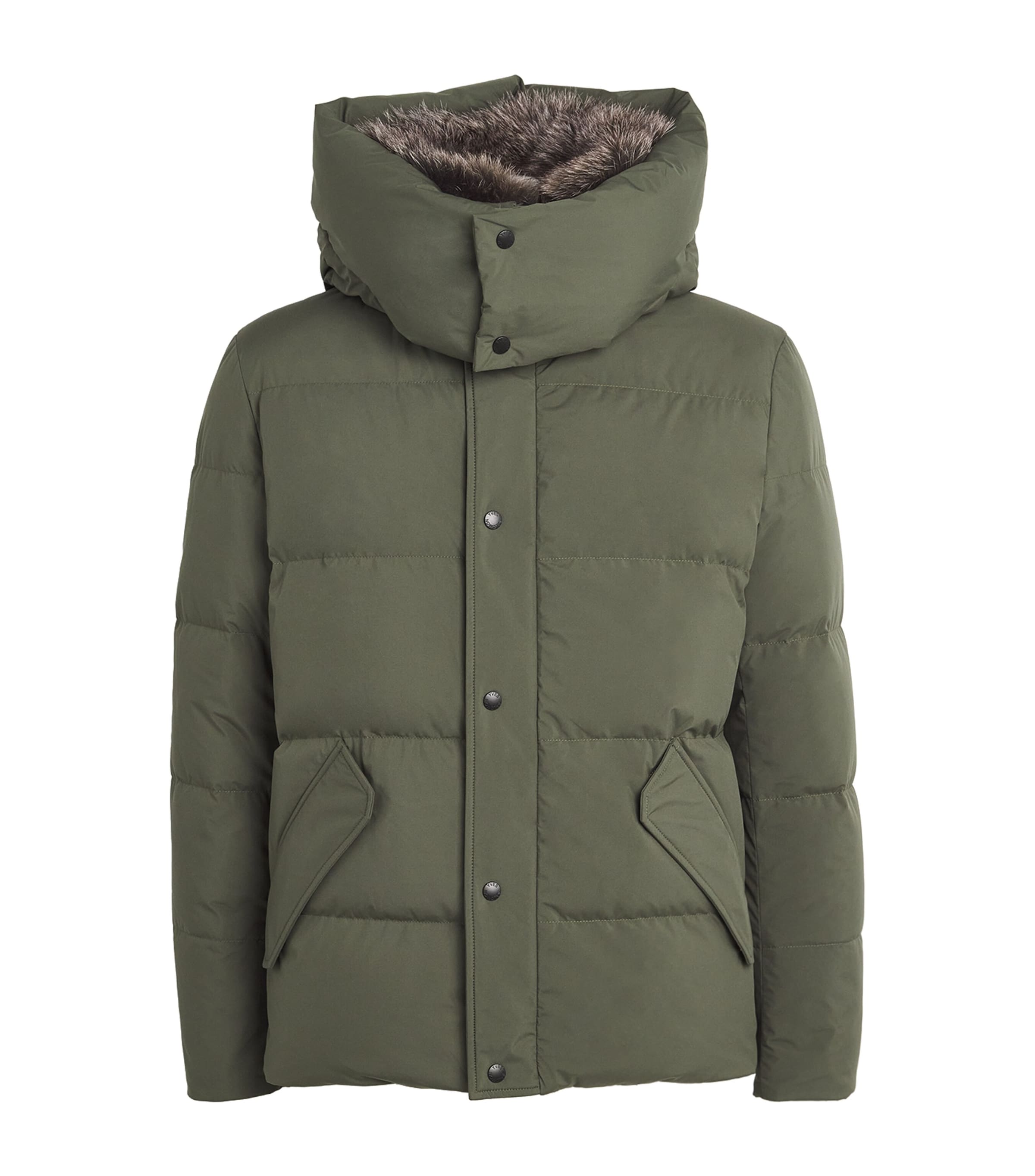 Shop Yves Salomon Fox Fur-trim Puffer Jacket In Green