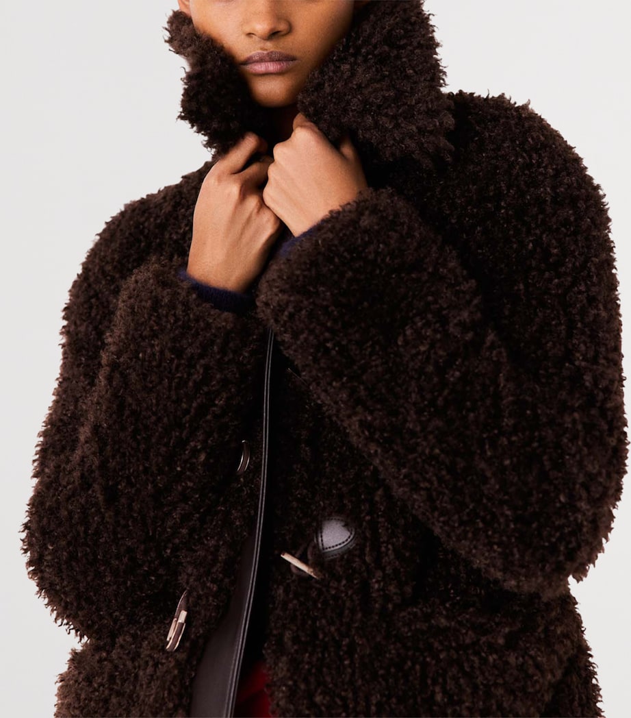 Maje Womens Faux Shearling Jacket Dark Brown Image 8