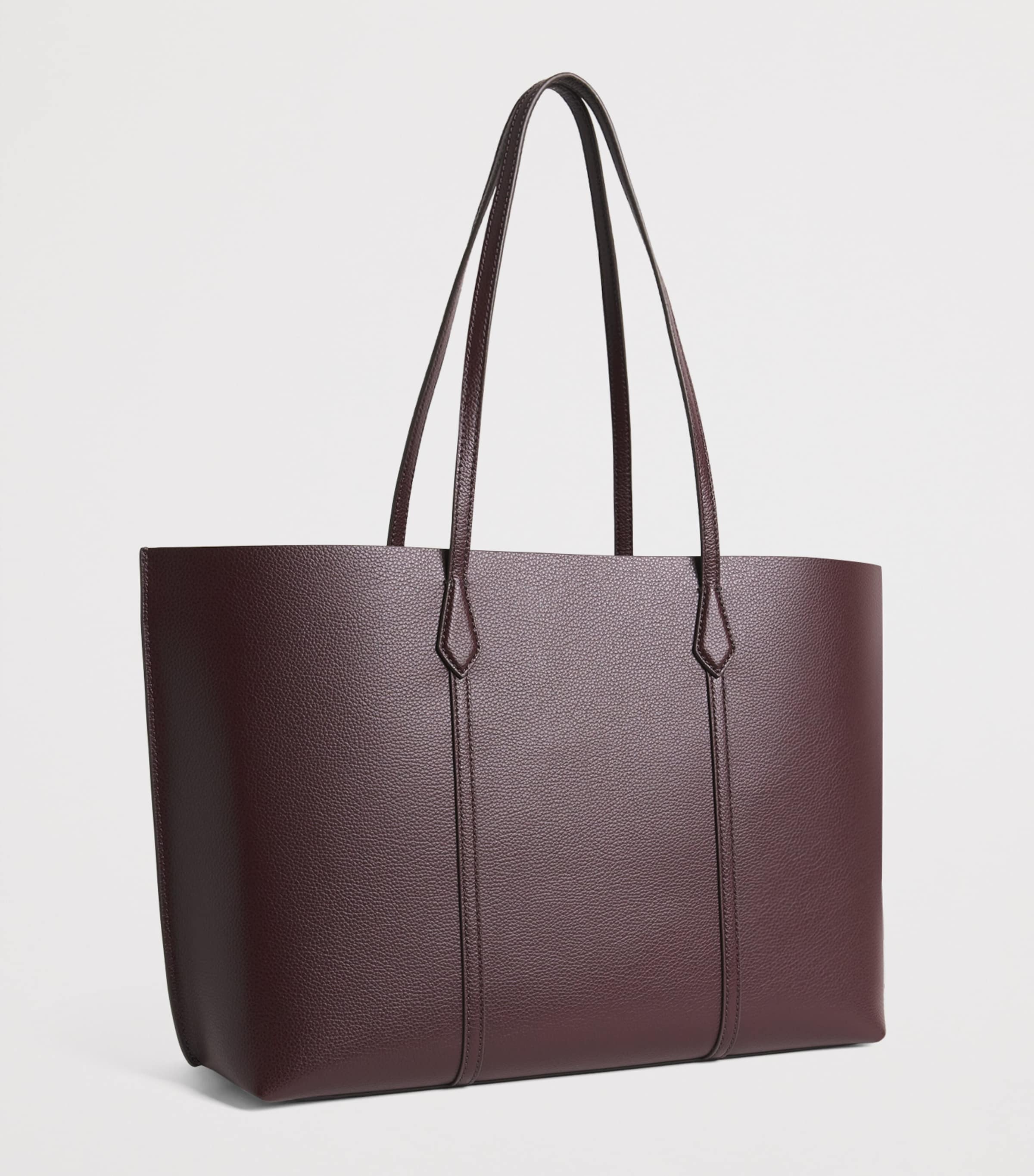 Leather Perry Tote Bag DARK CARMINE Image 3