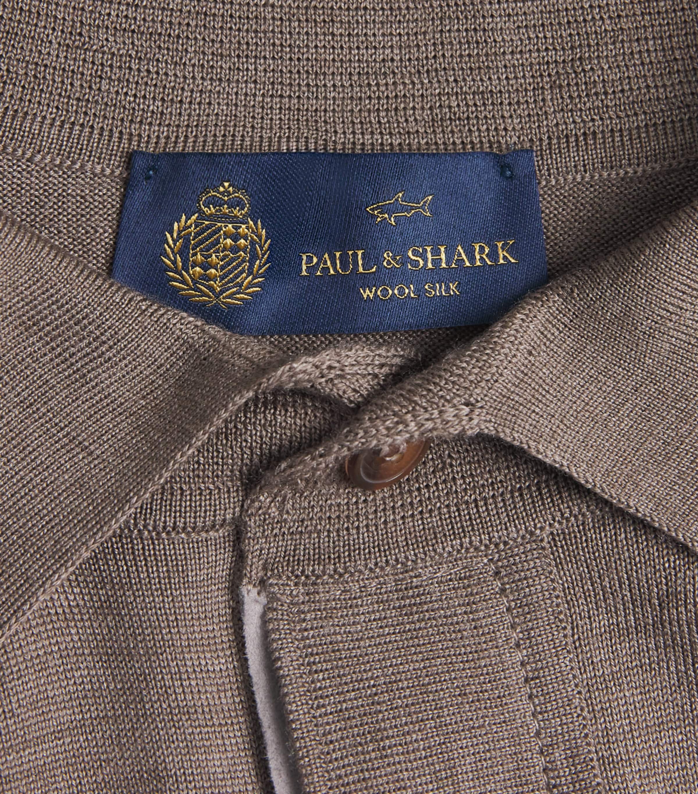 Paul & Shark Mens Wool-Silk Polo Shirt Hazelnut Image 6