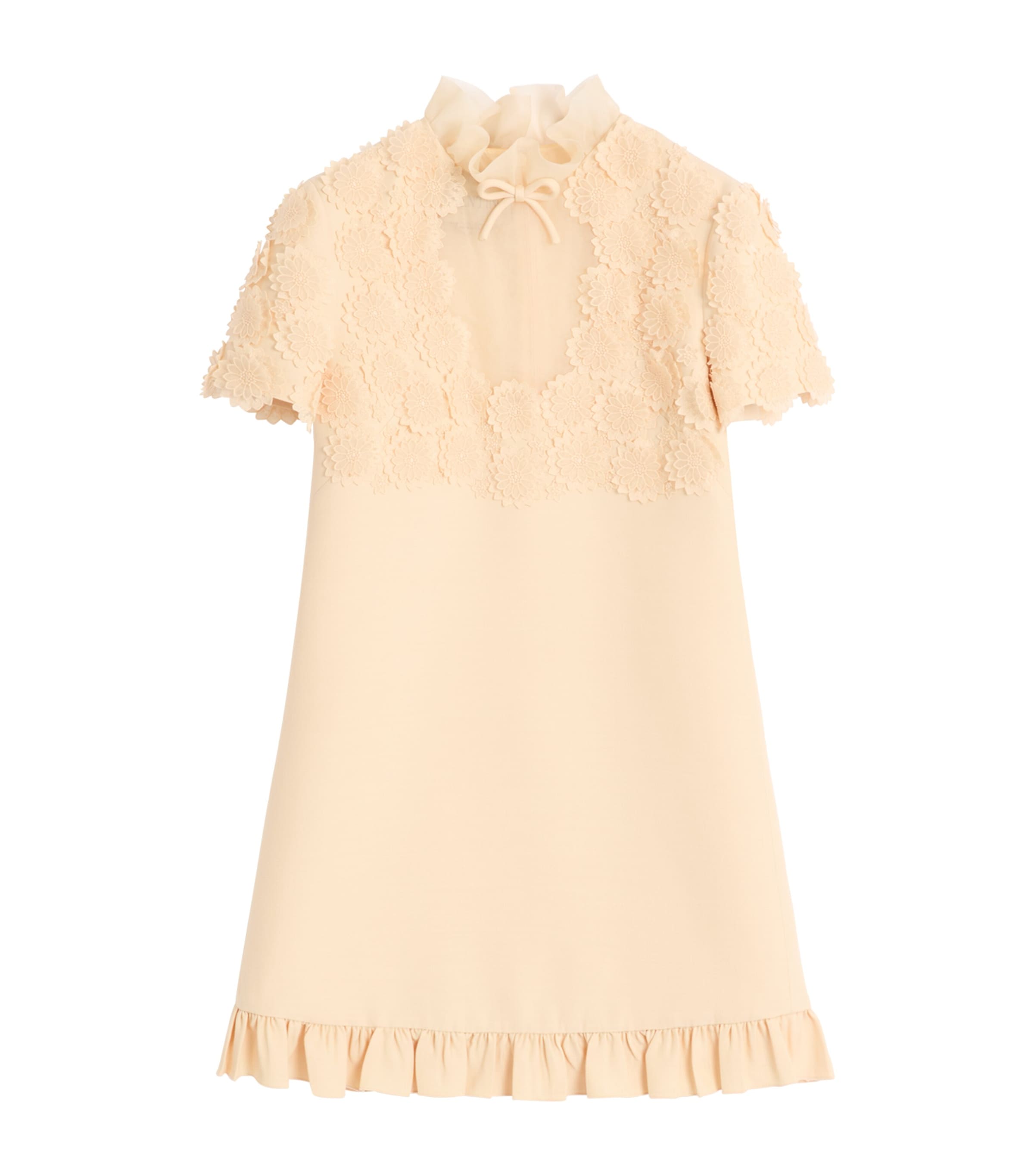 Valentino Besticktes Kurzes Crepe Couture Kleid Frau Birke 50 In Orange