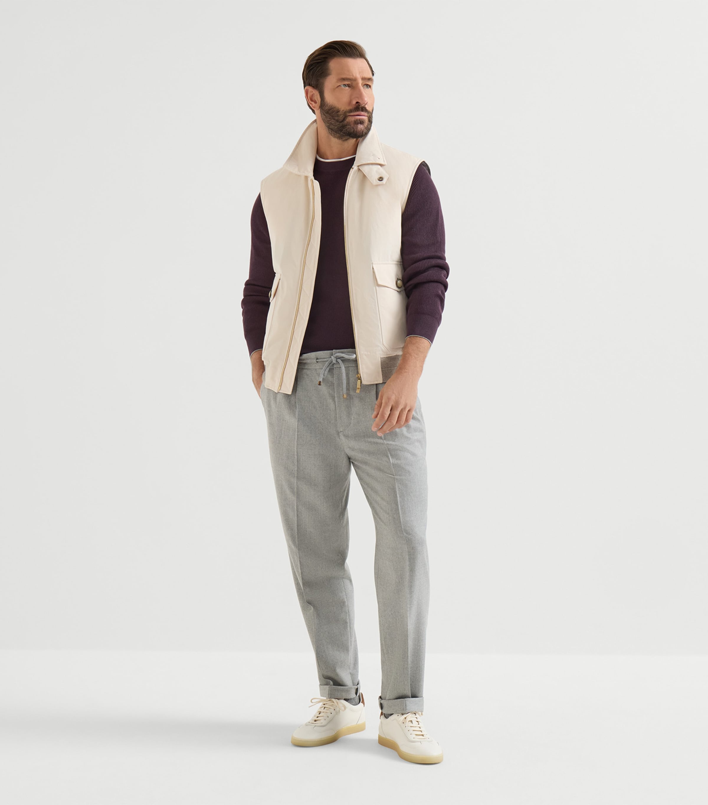 Brunello Cucinelli Mens Virgin Wool Pleated Drawstring Trousers Image 5