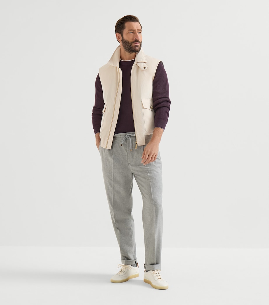 Brunello Cucinelli Mens Virgin Wool Pleated Drawstring Trousers Image 5