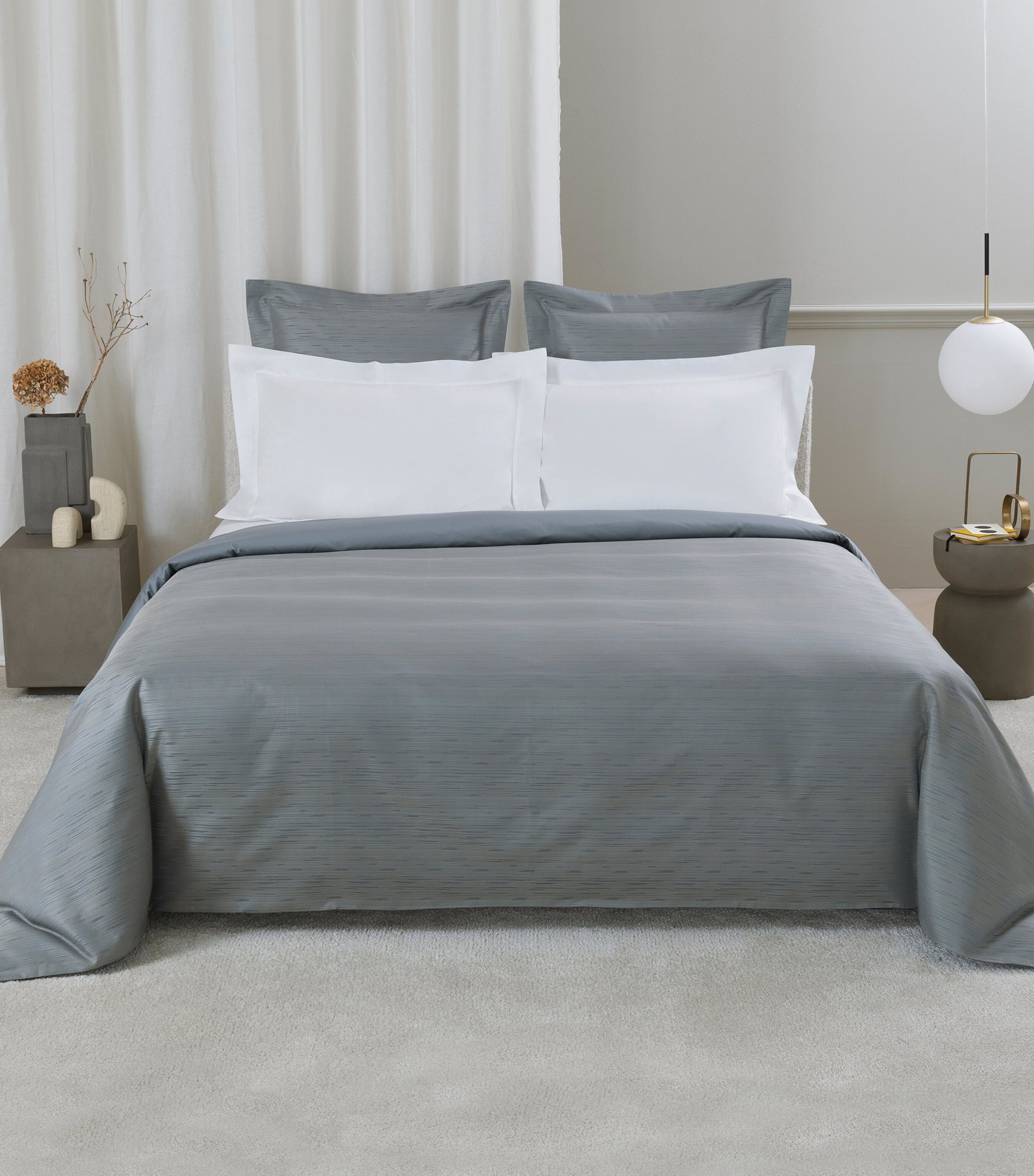 Frette Cotton-Silk Stardust Jacquard King Duvet Cover (260cm x 240cm) Dusty Grey/go Image 4
