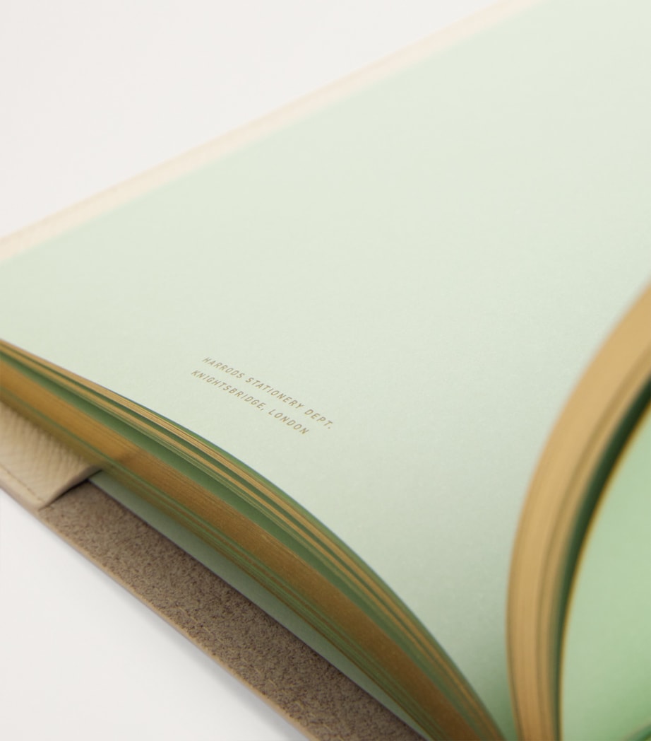 Harrods Leather Refillable Sleeve and Notepad Oyster Image 3