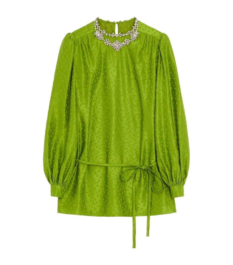 Valentino Womens Silk-Linen Plus De Pois Jacquard Top Image 1