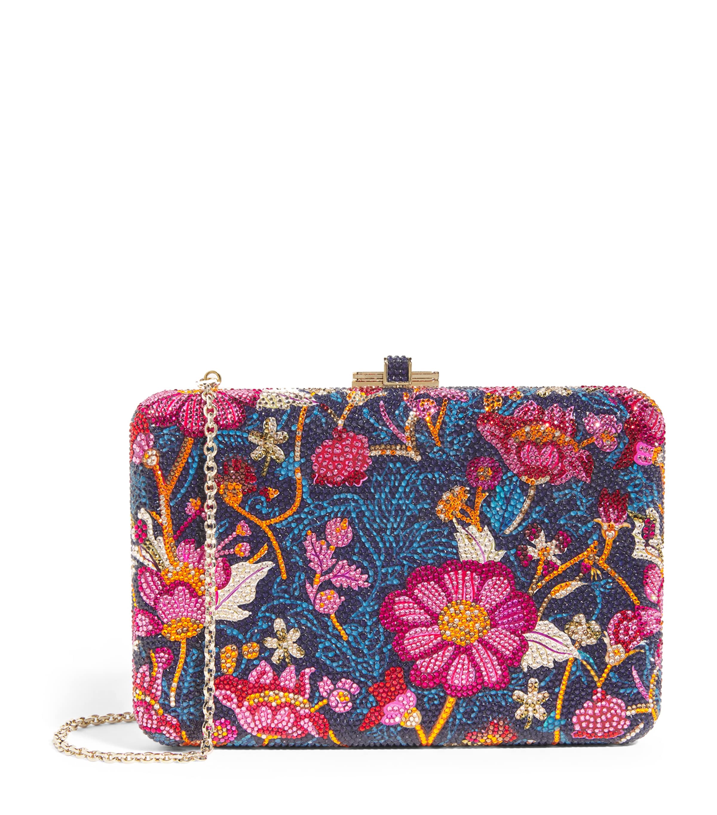 Judith Leiber Brocade Crystal Slim Clutch Bag