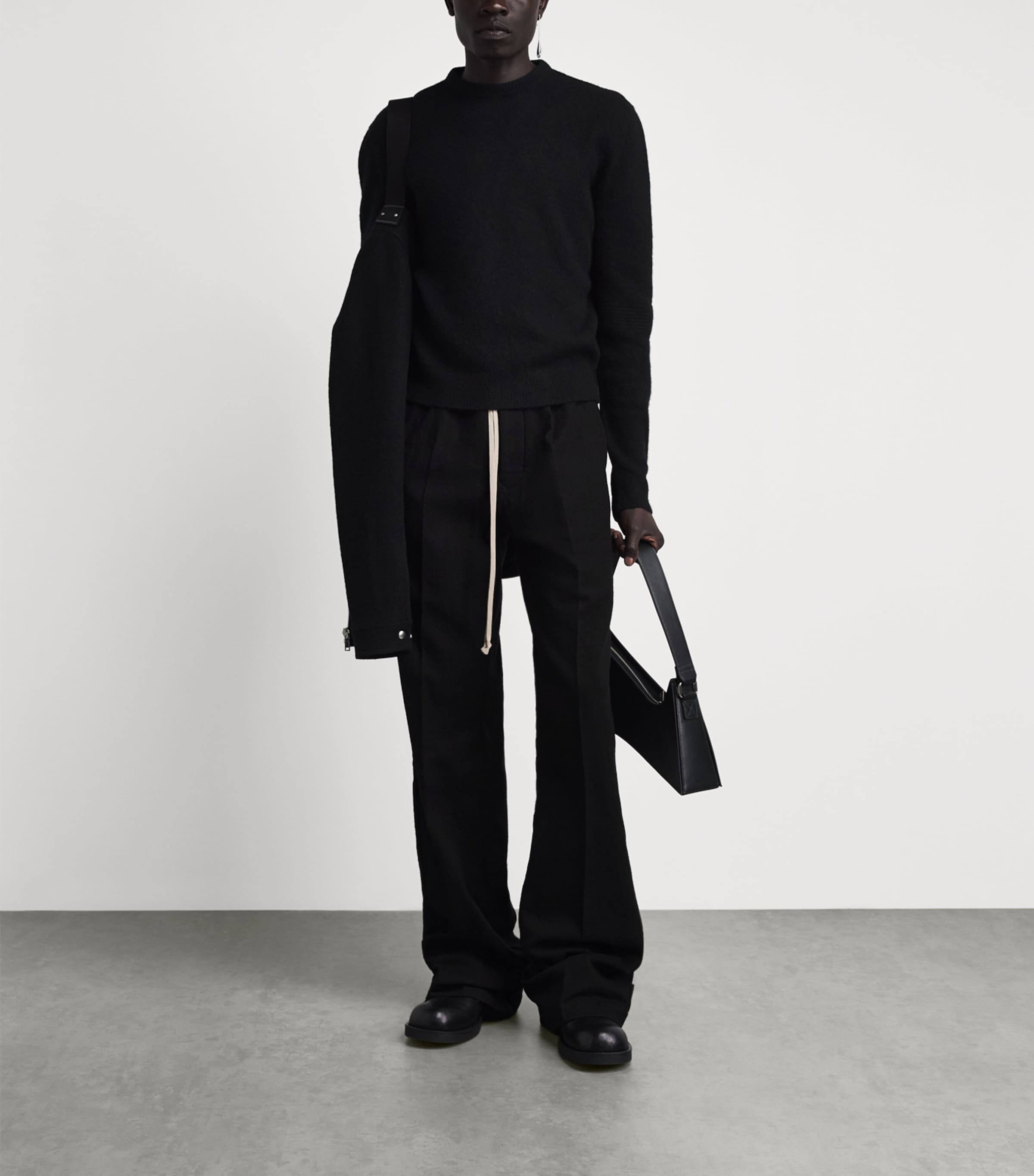 Rick Owens Mens Cotton-Wool Dietrich Sweatpants Black Image 2