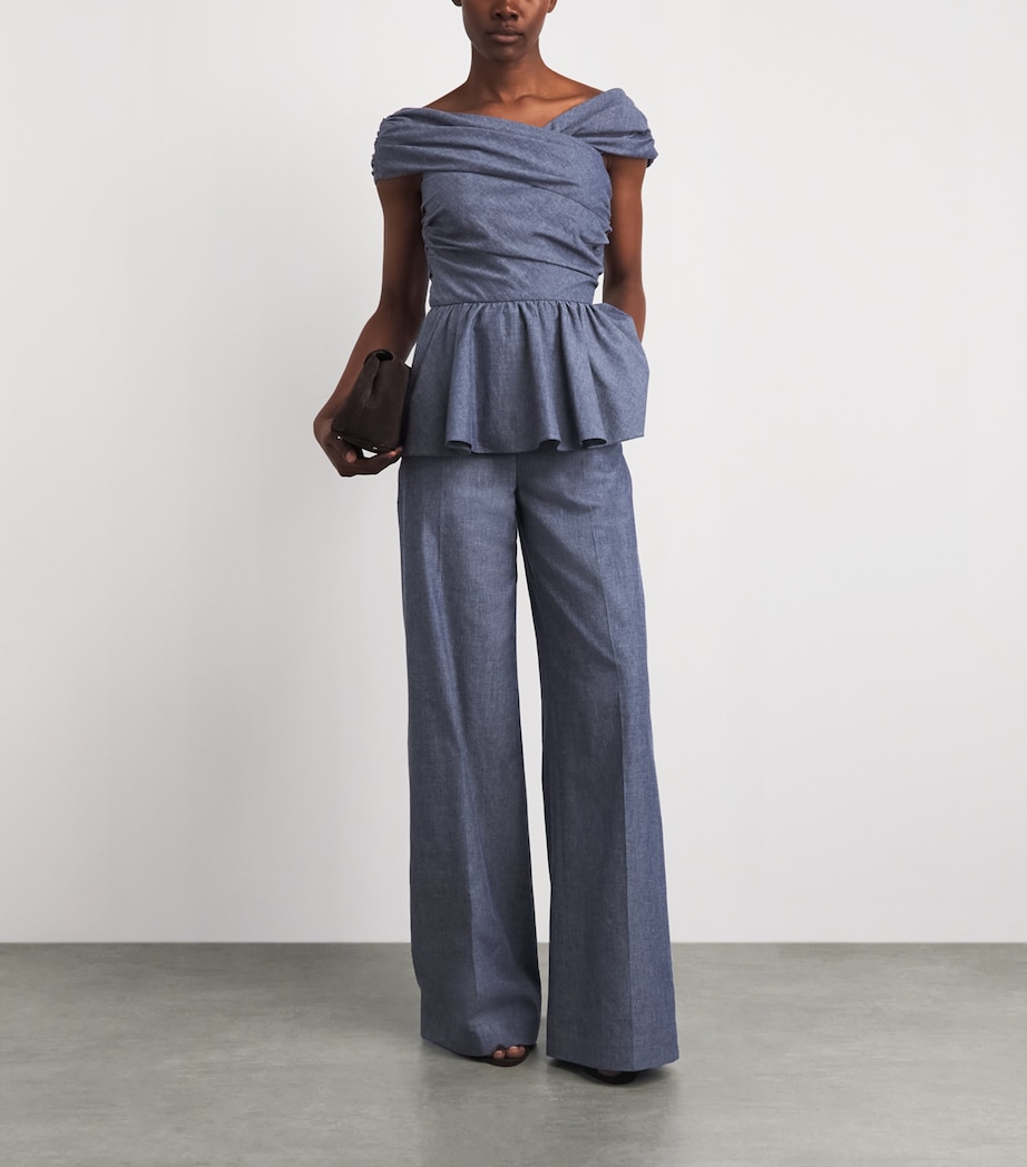 Safiyaa Womens Chambray Melanie Blouse Blue Blend Image 2