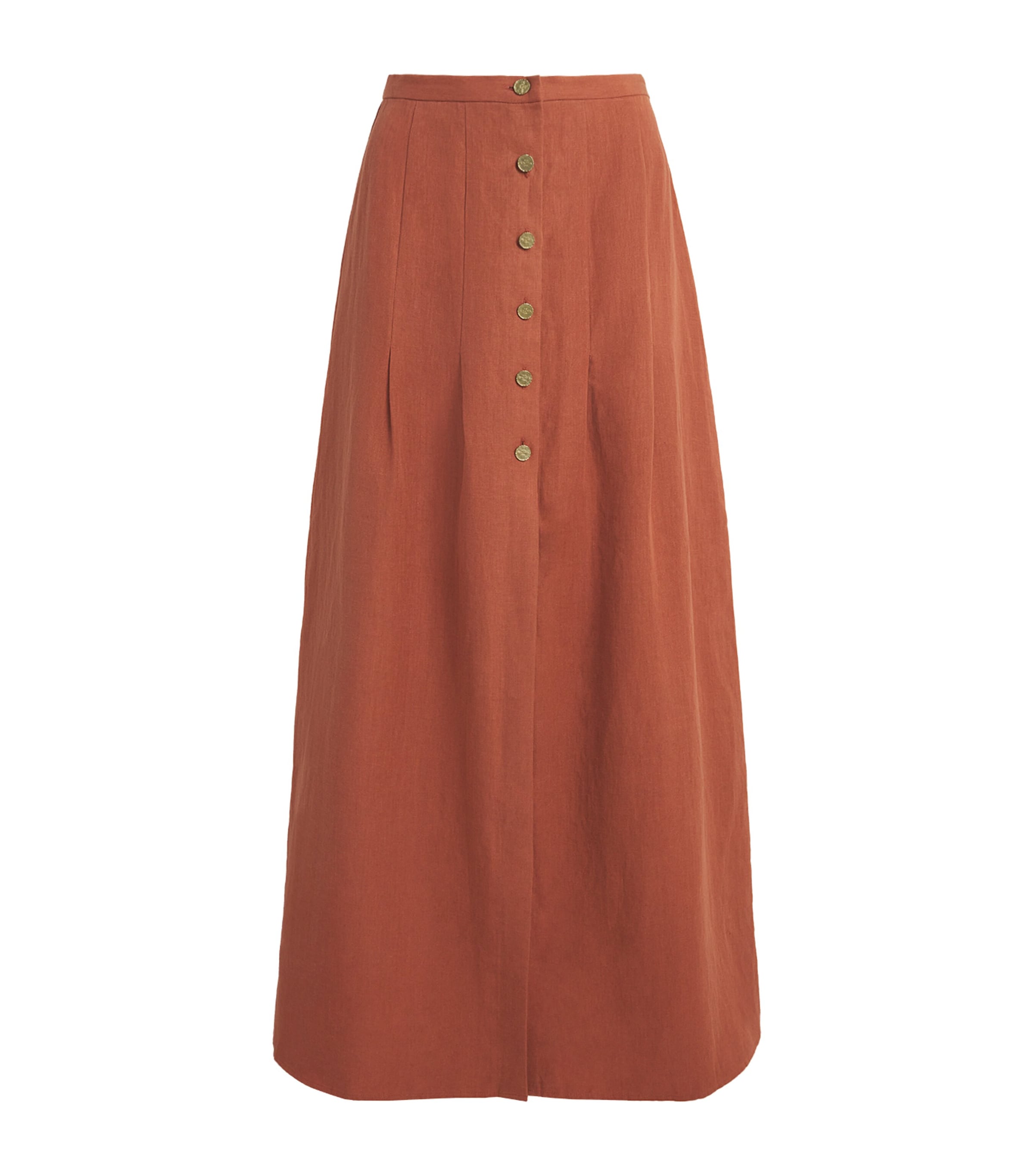 Shop Le Kasha Linen Coin-detail Maxi Skirt