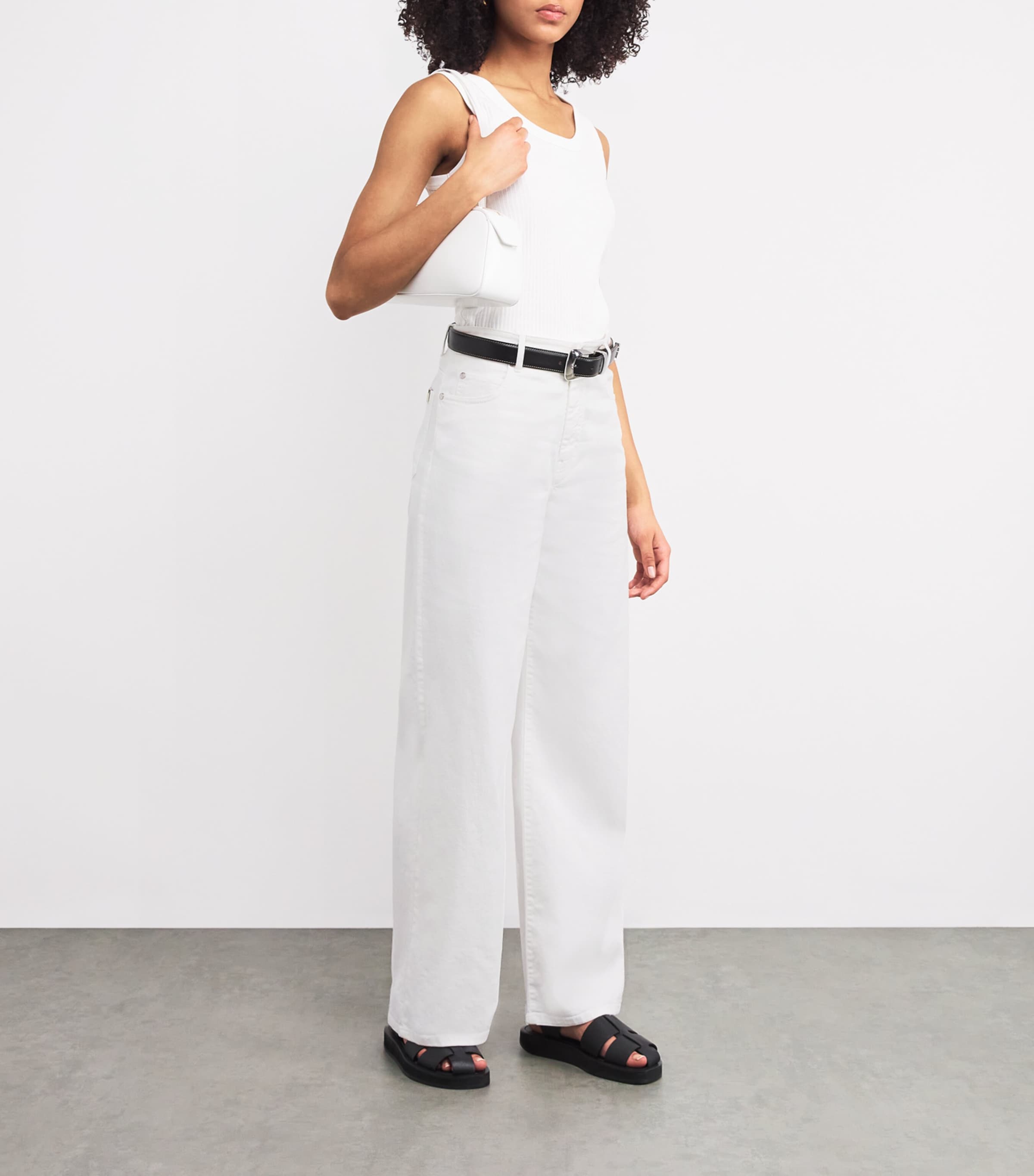 Weekend Max Mara Womens Wide-Leg Jeans White Image 2