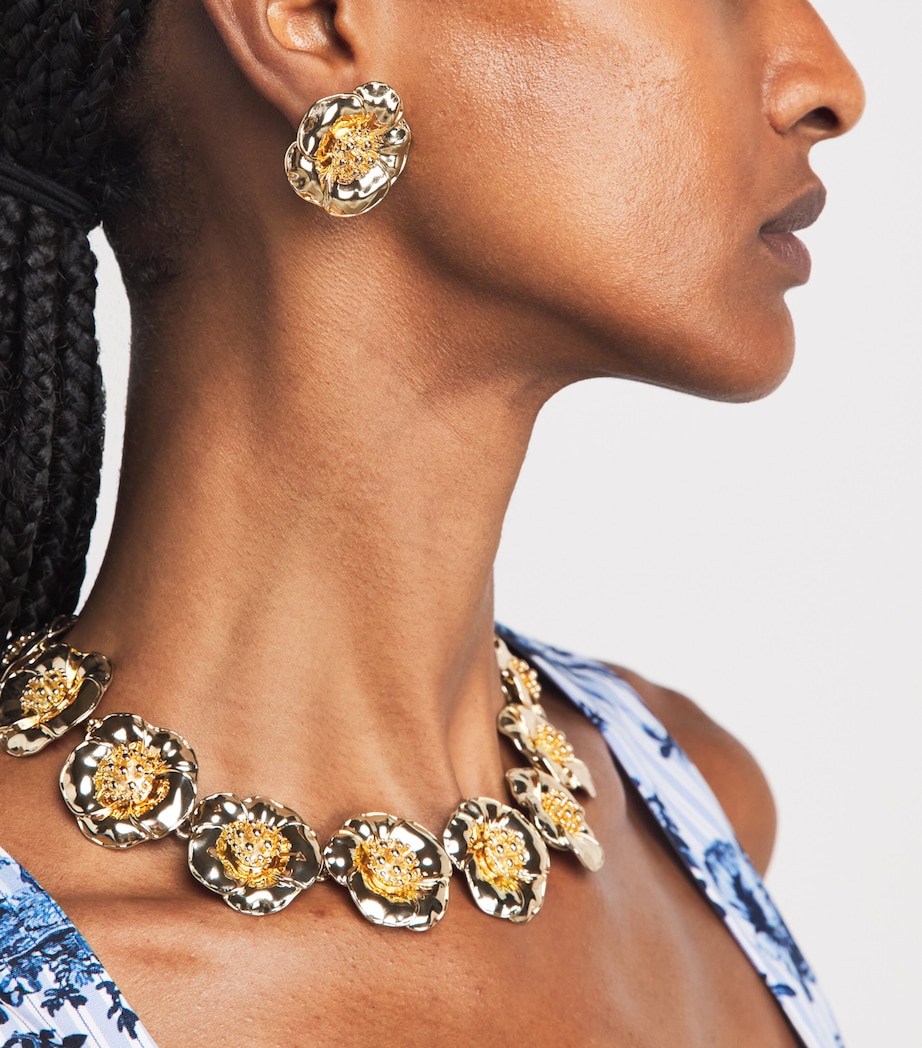 Carolina Herrera Floral Clip-On Earrings Gold Image 2