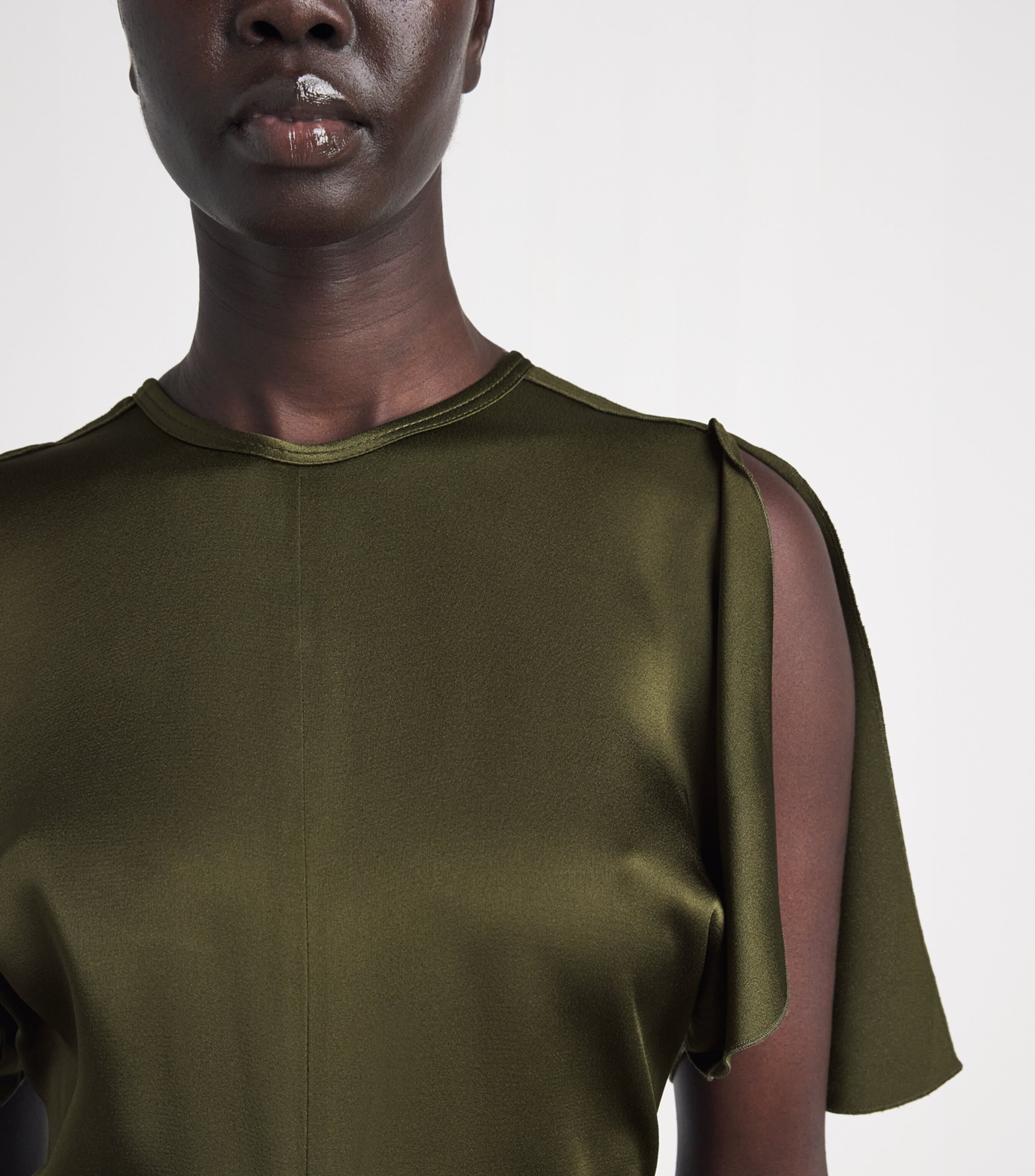 Victoria Beckham Womens Satin Isabella Gown Green Image 3