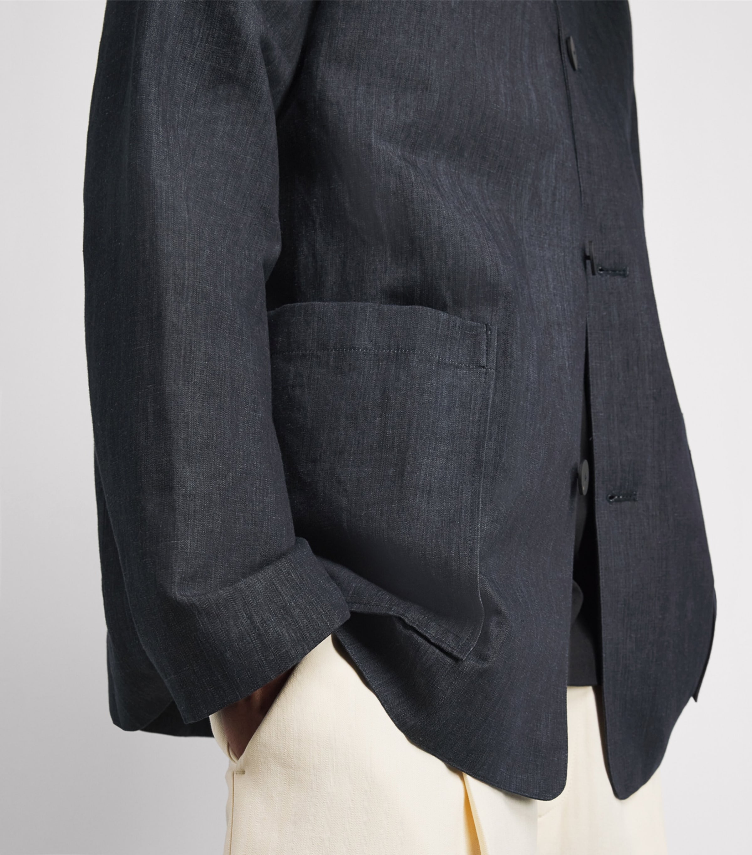 Studio Nicholson Mens Cotton-Linen Nopi Jacket Indigo Image 3