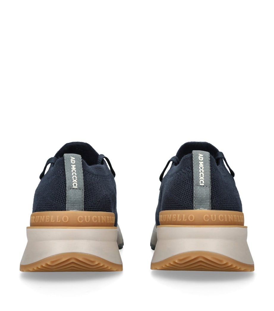 Brunello Cucinelli Brown Knitted Low-Top Sneakers Harrods CZ